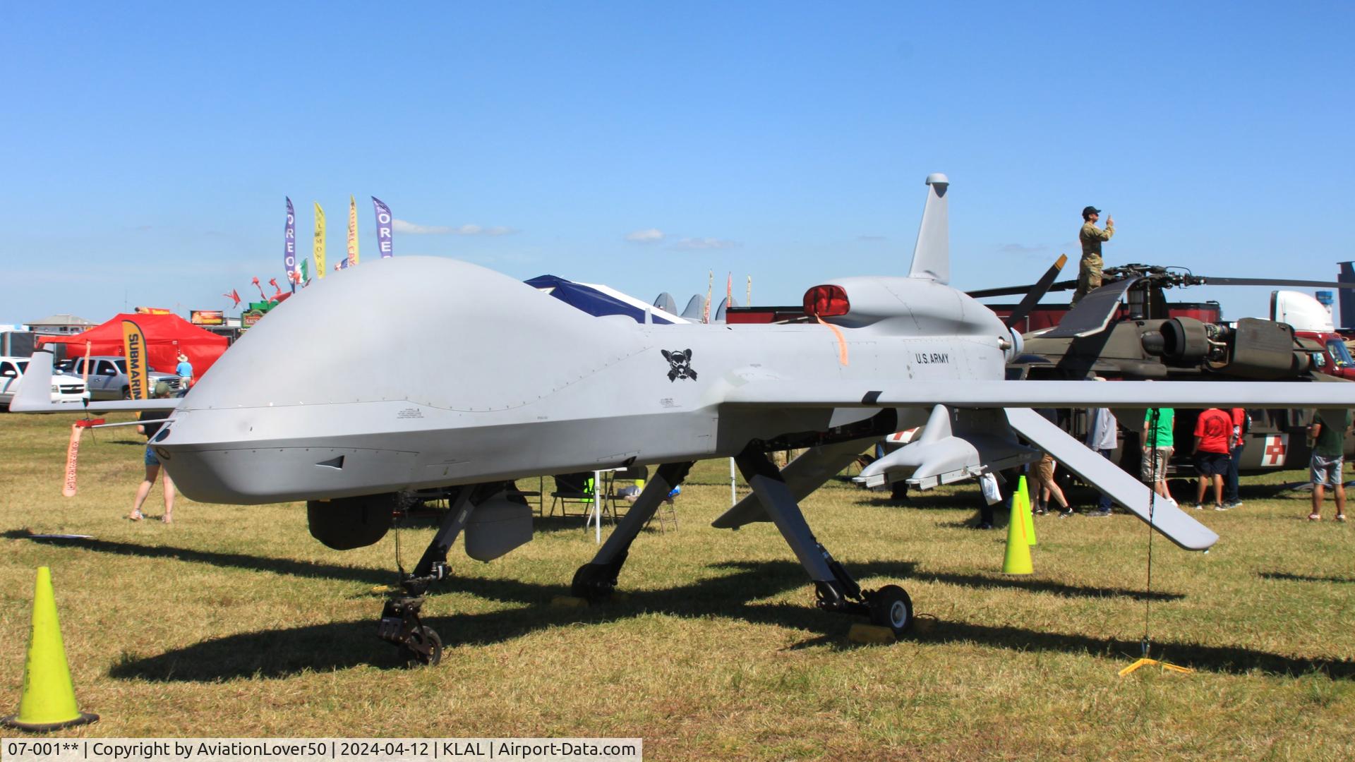07-001**, 2007 General Atomics MQ-1C Predator C/N Unknown, MQ-1C, serial covered up for privacy reasons
