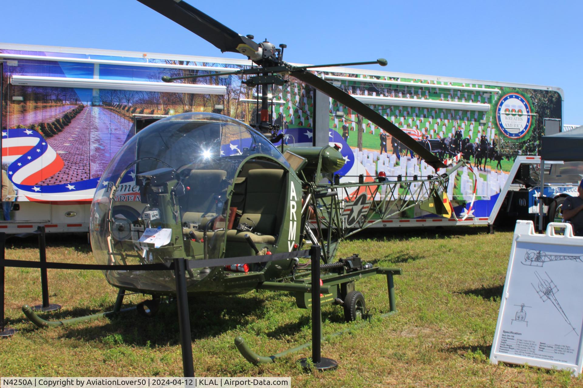N4250A, 1960 Bell 47D-1 C/N 421, Bell 47D-1, painted to resemble US Army OH-13H