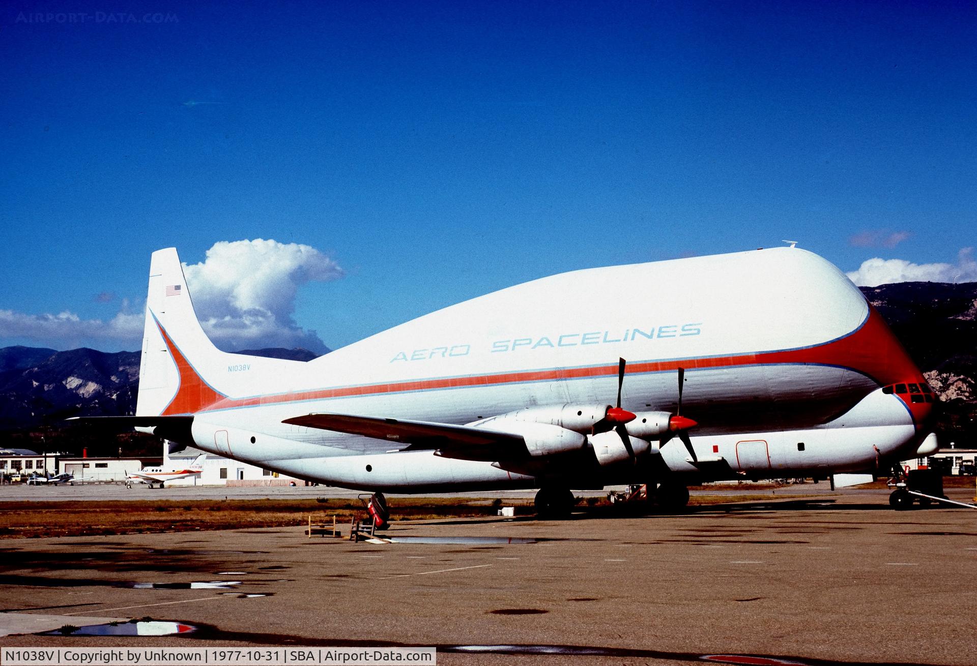 N1038V, 1949 Aero Spacelines 377SG Super Guppy C/N 15938, Santa Barbara 11.1977