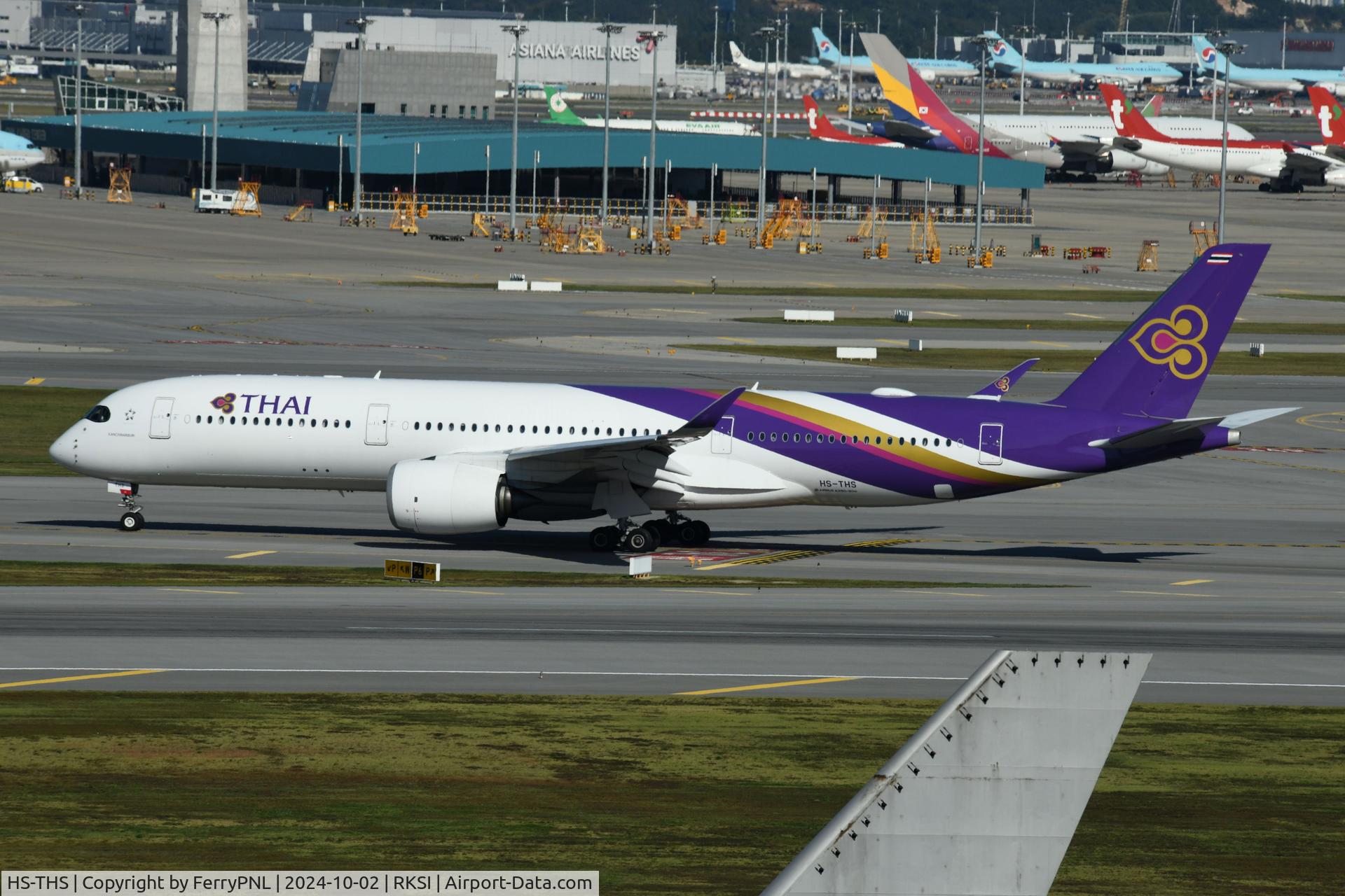 HS-THS, 2018 Airbus A350-941 C/N 235, Thai A359 vacating  the runway in Korea