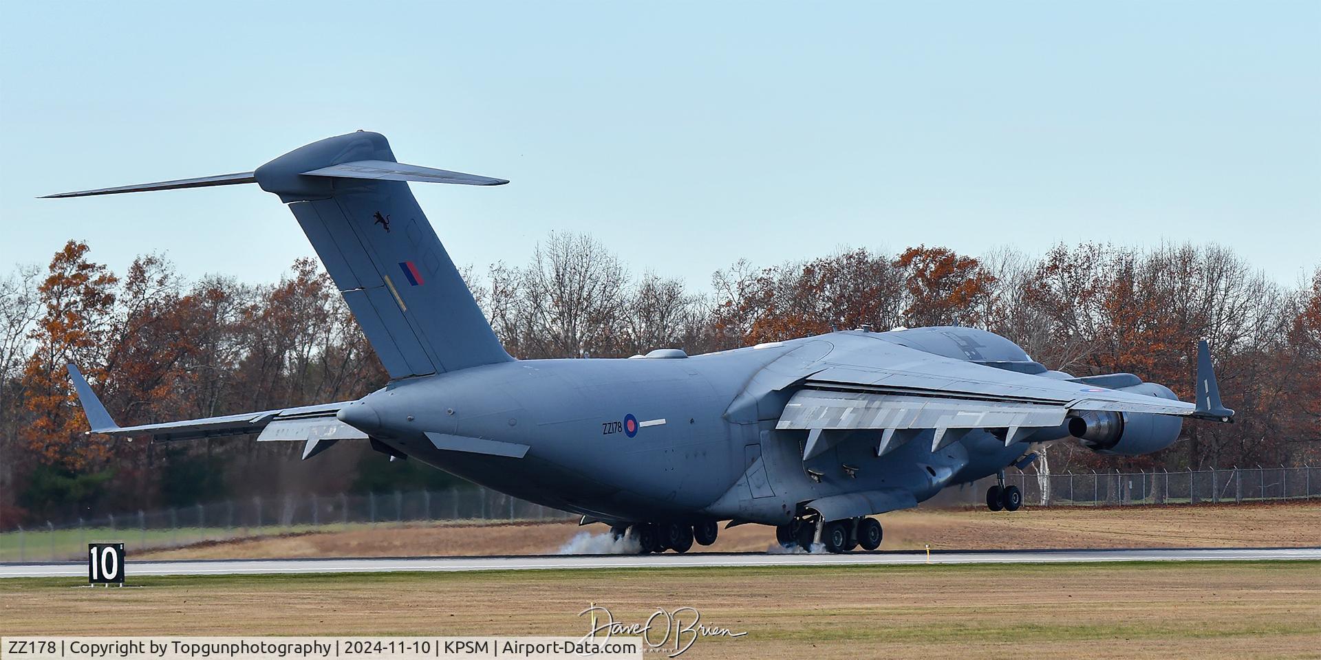 ZZ178, 2012 Boeing C-17A Globemaster III C/N F-245, ASCOT6154 touching down on RW34