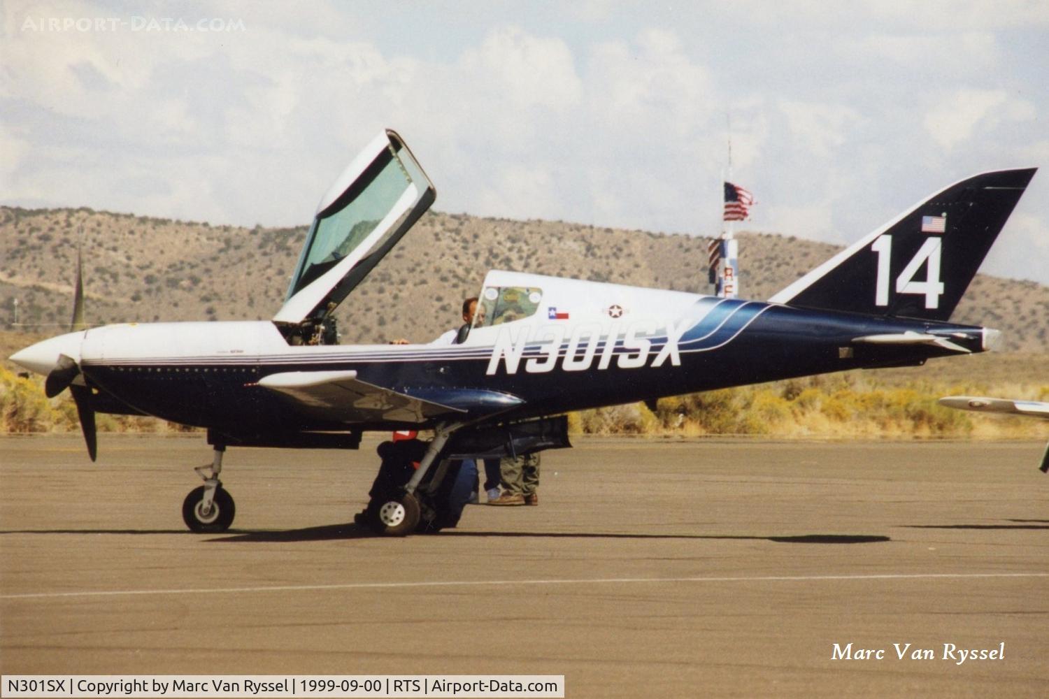 N301SX, 1988 Swearingen SX300 C/N 5, Race #14 N301SX at the Reno air races in September 1999, the pilot was Charles Bangert.