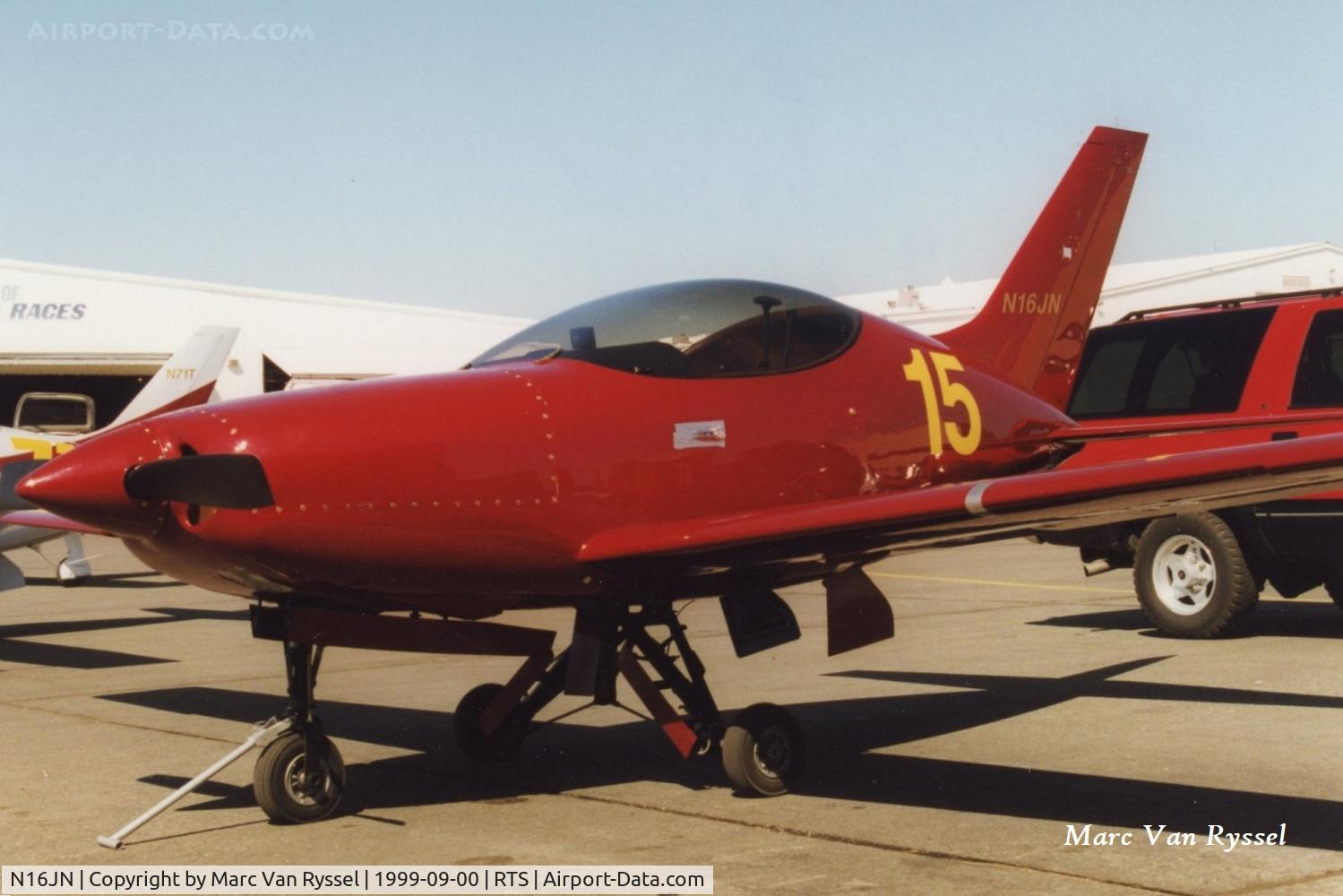 N16JN, 1992 Questair Venture 20 C/N 37, Sport class race #14 at the Reno air races in September 1999, the pilot was Thomas Hahn.