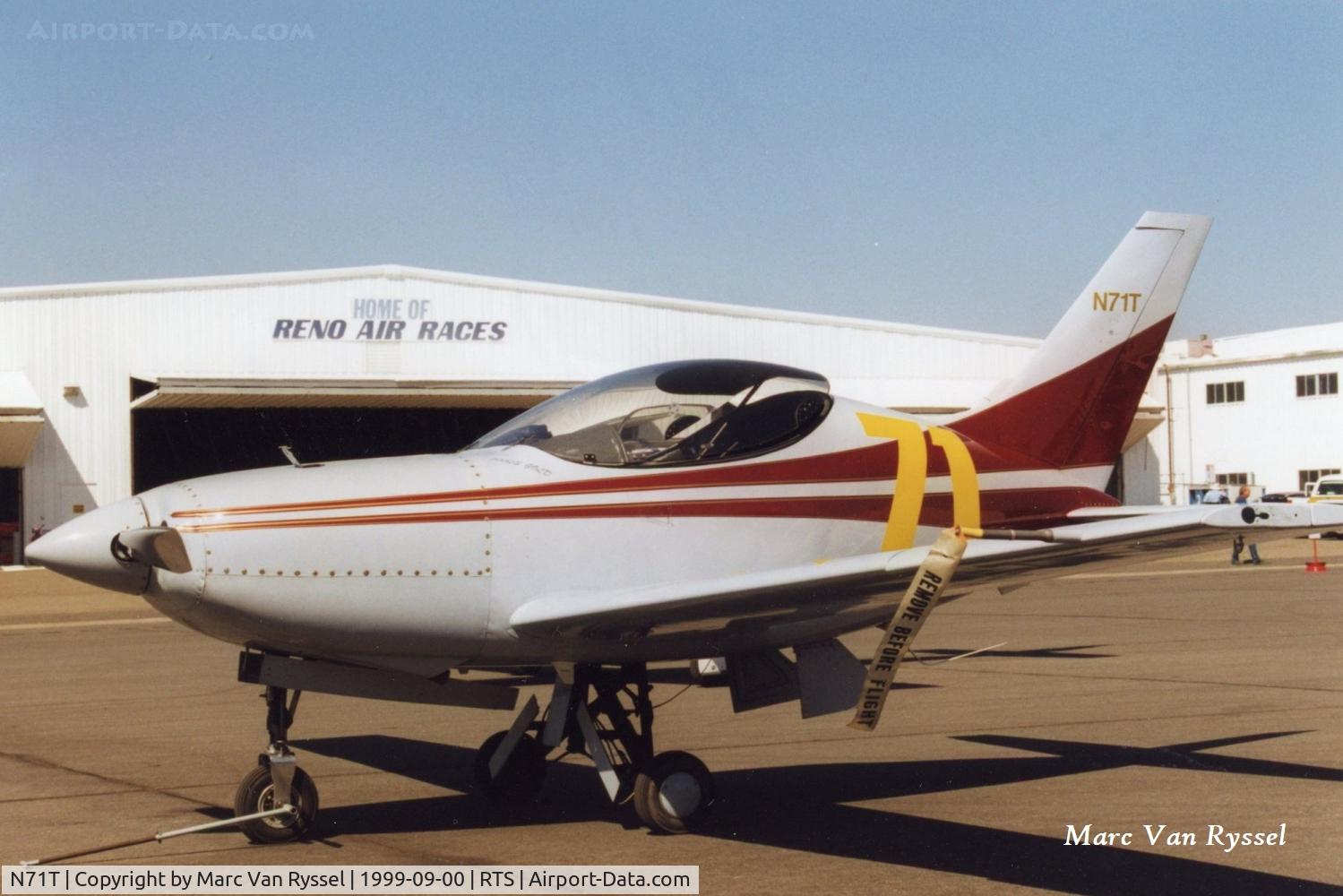 N71T, 1991 Questair Venture C/N 26, Sport class Reno air races #71 N71T in September 1999,pilot was Michael Dacey.