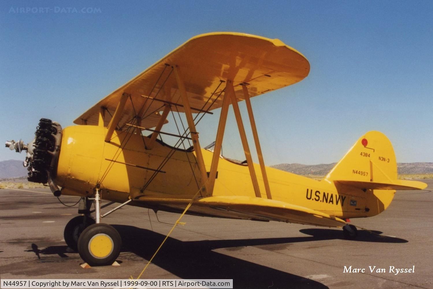 N44957, 1941 Naval Aircraft Factory N3N-3 C/N 4384, At Reno Stead in September 1999.
