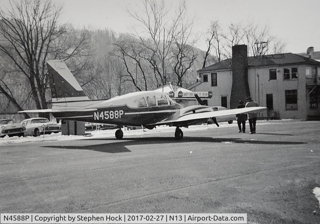 N4588P, 1960 Piper PA-23-250 C/N 27-97, Post flight photo at Bloomsburg Airport, Bloomsburg, PA. Date about 1962. Owner: S.H Evert, Inc.