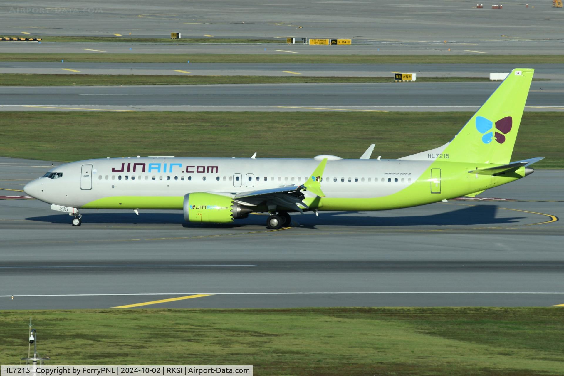 HL7215, 2024 Boeing 737-8 MAX C/N 63444, Jin Air B738 Max, delivered earlier this year.