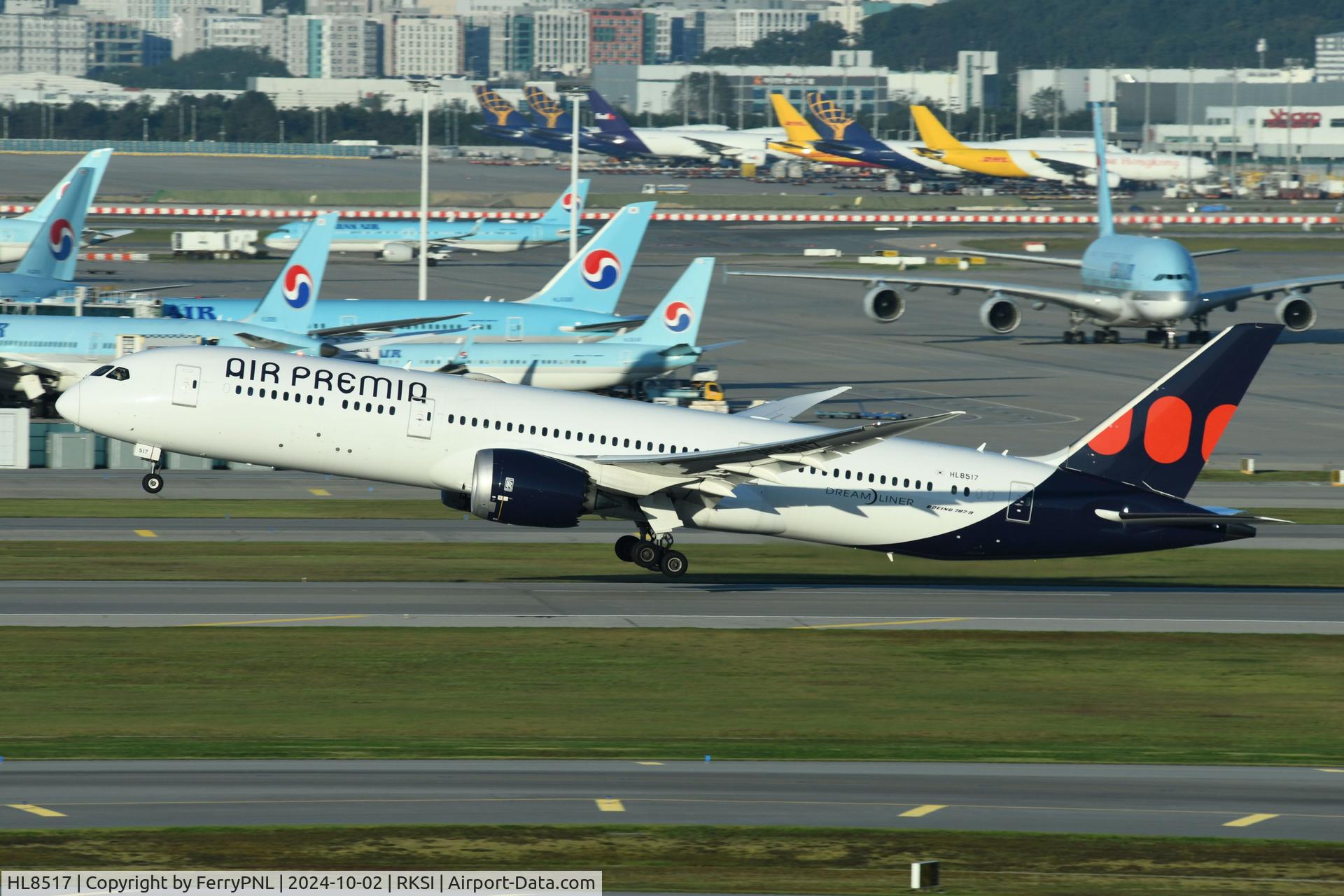 HL8517, 2018 Boeing 787-9 Dreamliner C/N 63314, Air Premia B789 lifting-off from ICN