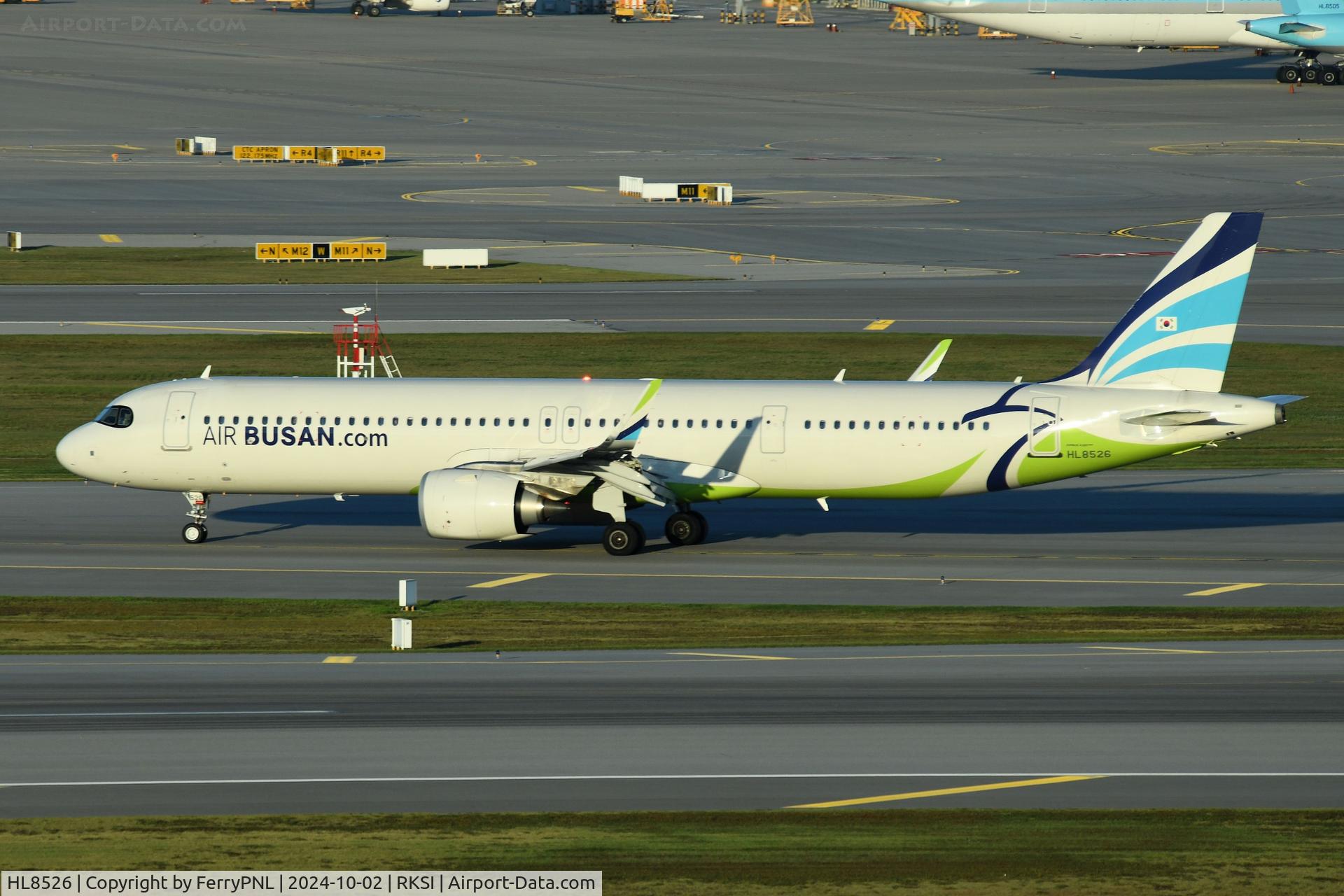 HL8526, 2023 Airbus A321-251NX C/N 11652, Air Busan A321N arriving