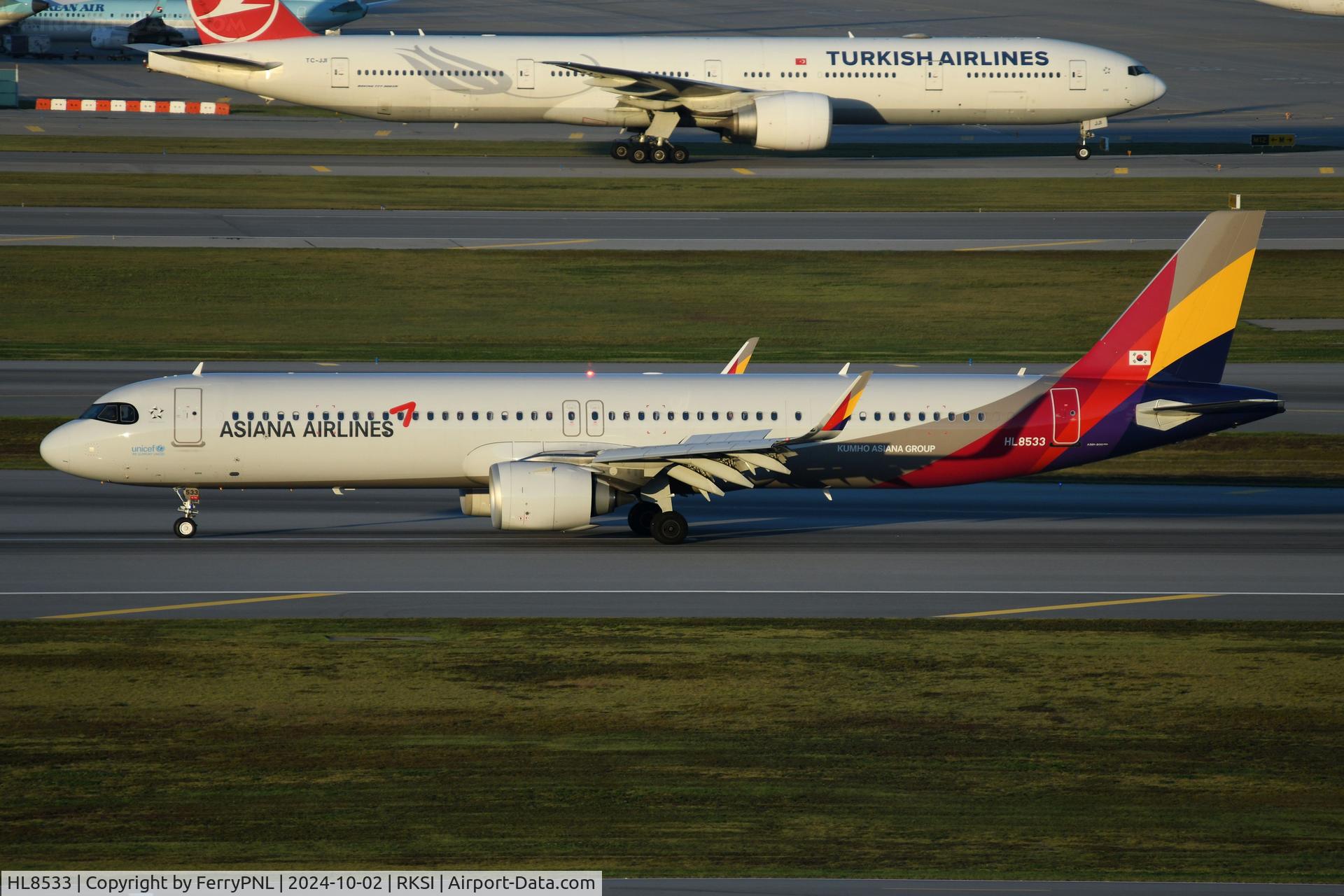 HL8533, 2023 Airbus A321-251NX C/N 11670, Asiana A321N arriving in the last rays of light