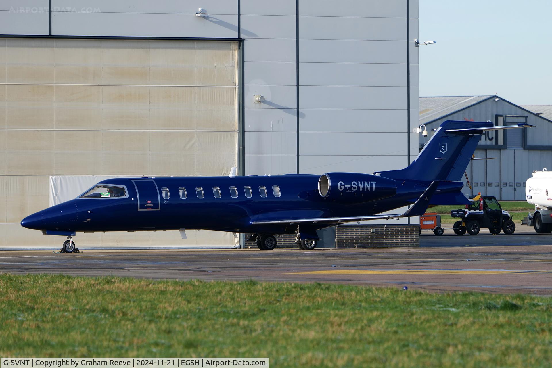 G-SVNT, 2008 Learjet 45XR C/N 45-377, Just landed at Norwich.