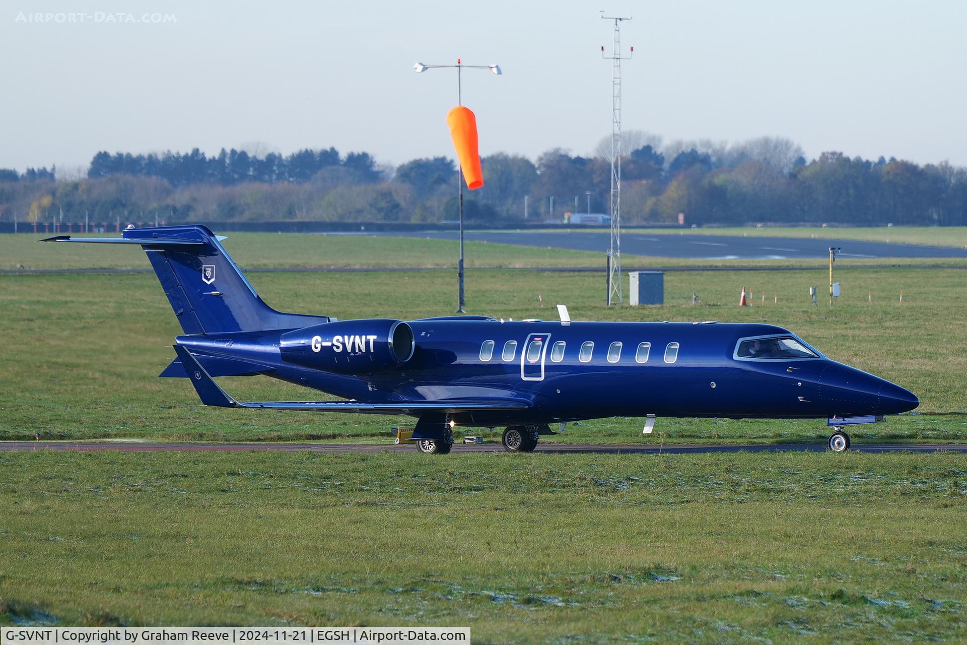 G-SVNT, 2008 Learjet 45XR C/N 45-377, Departing from Norwich.