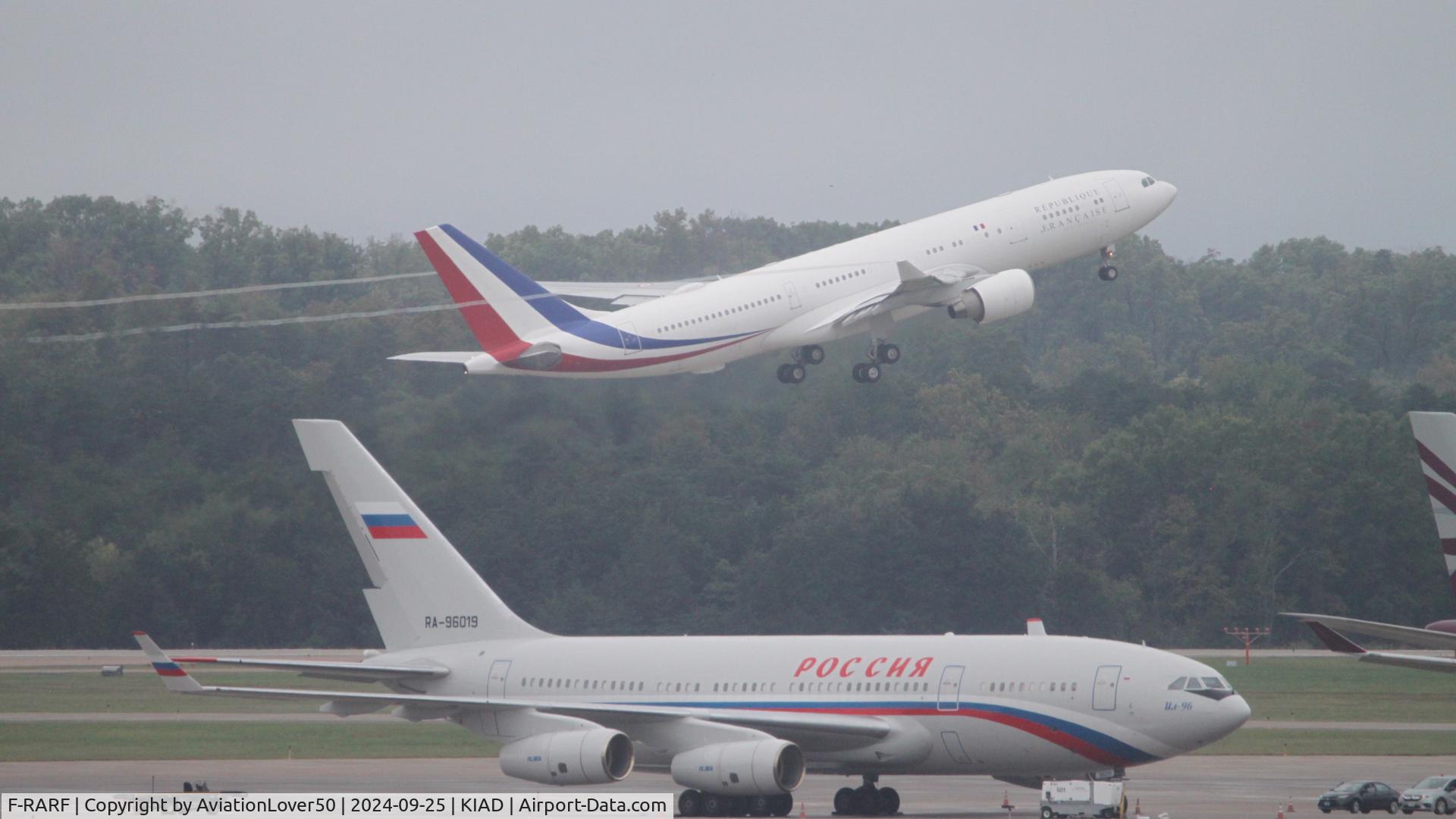 F-RARF, 1999 Airbus A330-223 C/N 240, French Air Force A332 taking off behind an Il-96-300