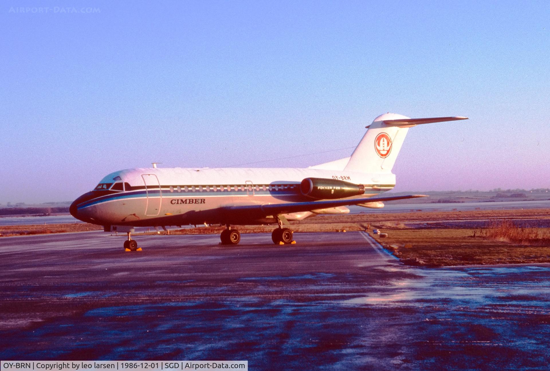 OY-BRN, 1979 Fokker F-28-4000 Fellowship C/N 11151, Sønderborg 1987