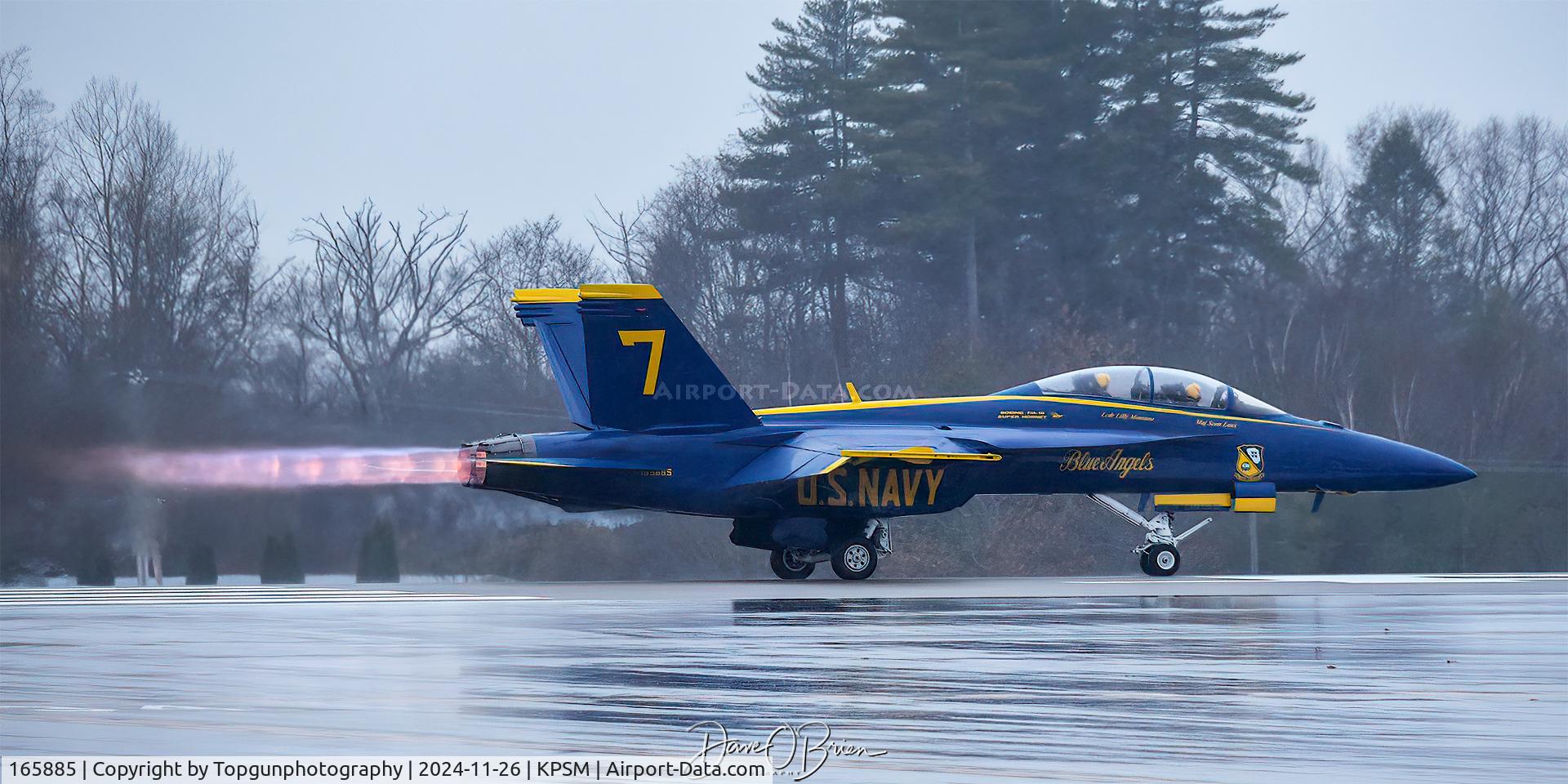165885, Boeing F/A-18F C/N F045, Blue Angel 7 blasting out of PSM on their way home to NAS Pensacola