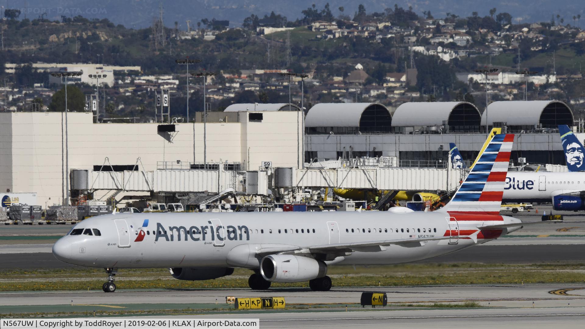 N567UW, 2013 Airbus A321-231 C/N 5728, Arriving at LAX on 25L