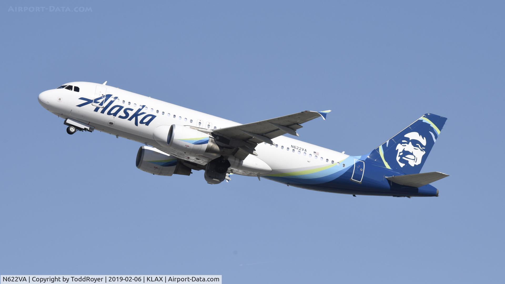 N622VA, 2006 Airbus A320-214 C/N 2674, Departing LAX on 24R