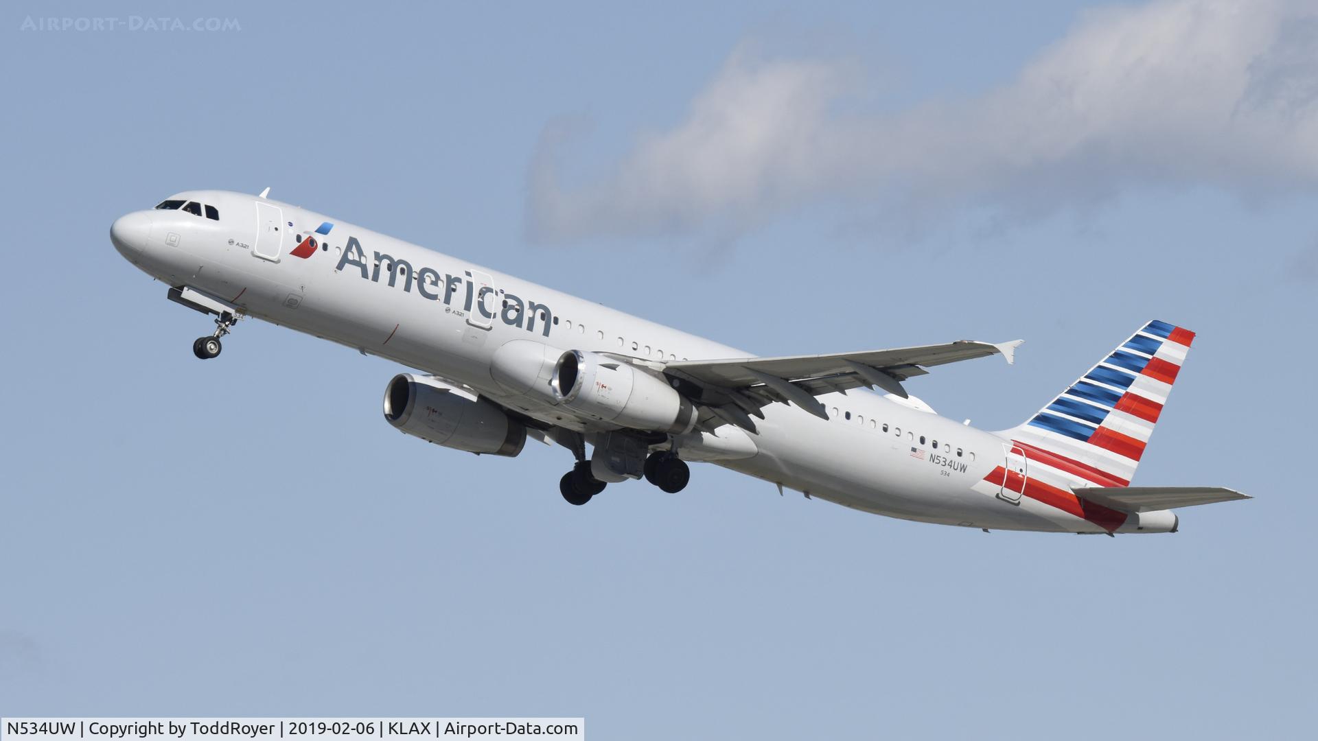 N534UW, 2009 Airbus A321-231 C/N 3989, Departing LAX on 25R
