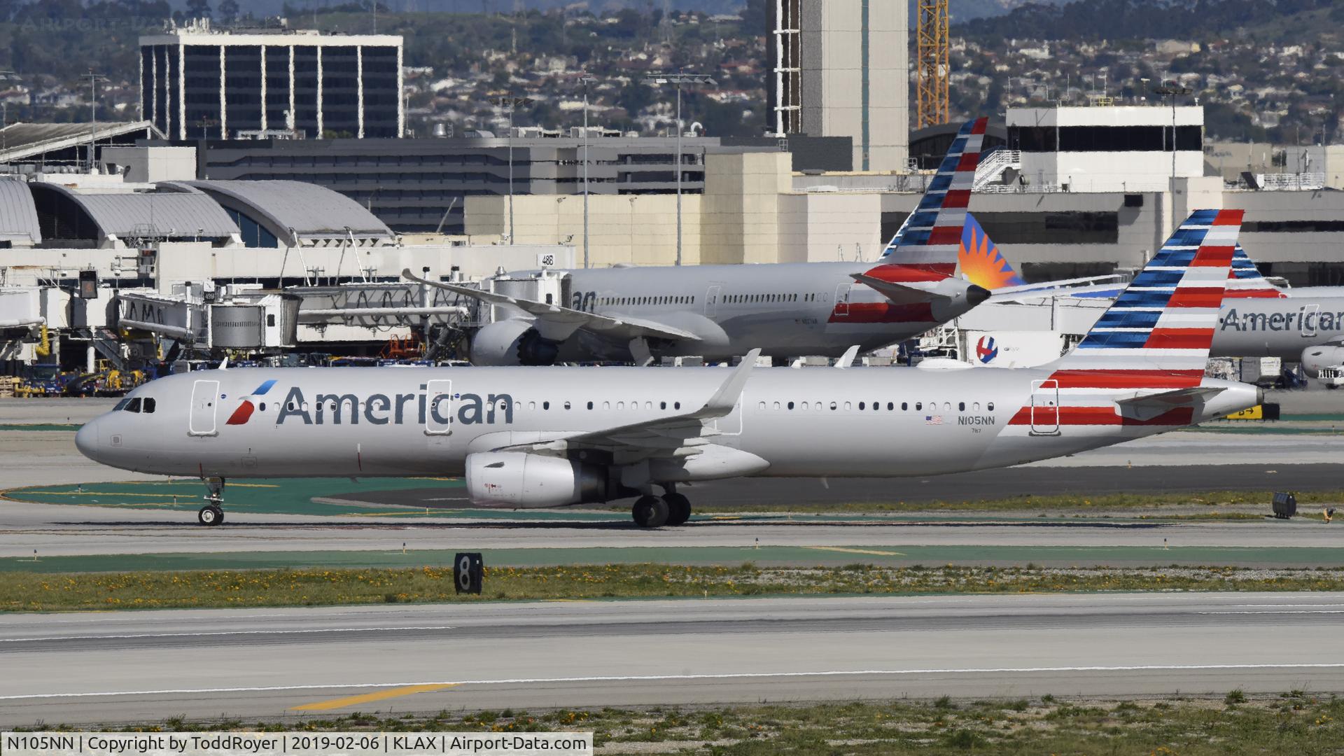 N105NN, 2013 Airbus A321-231 C/N 5904, Arriving at LAX on 25L