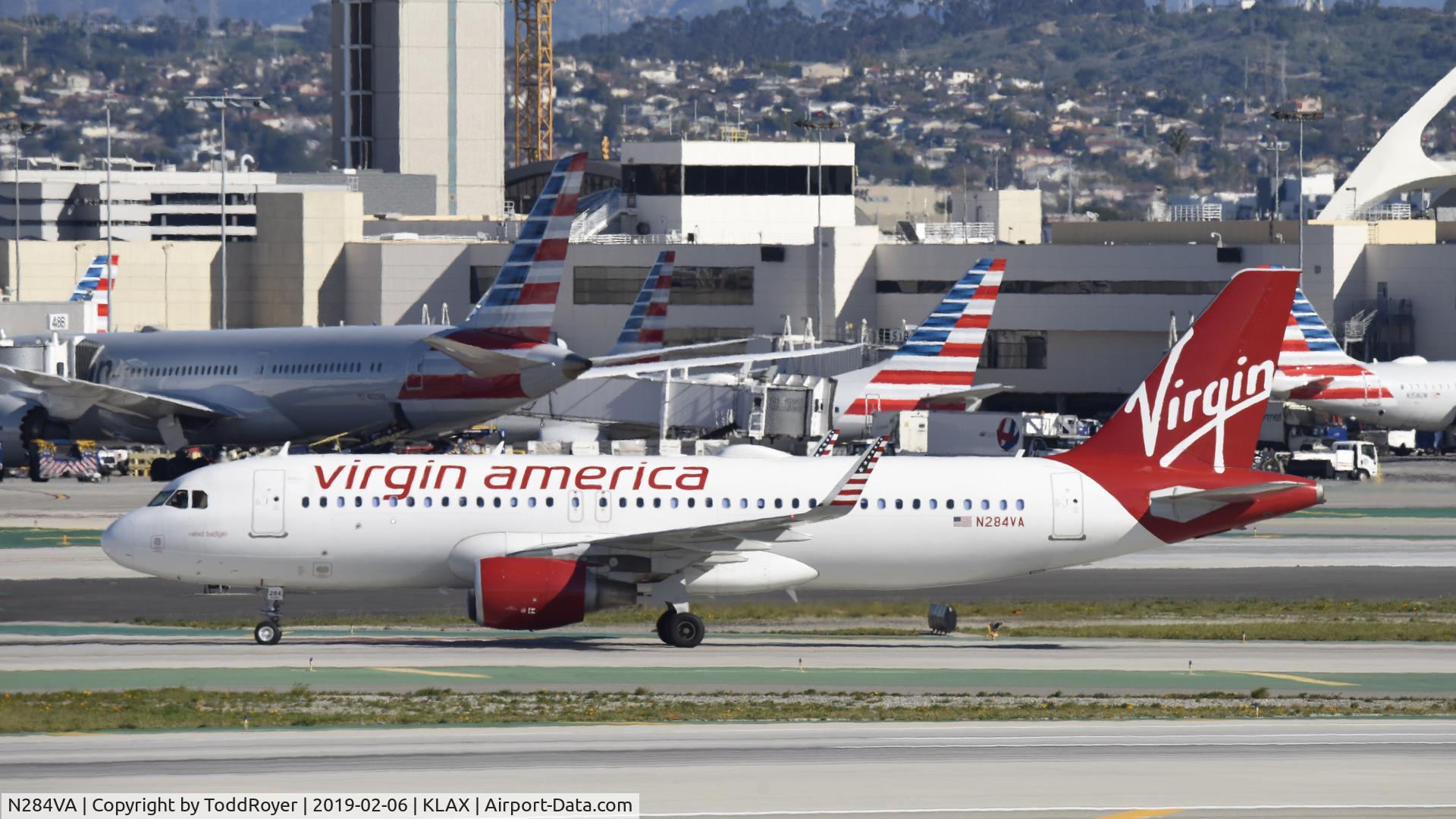 N284VA, 2015 Airbus A320-214 C/N 6835, Arriving at LAX on 25L