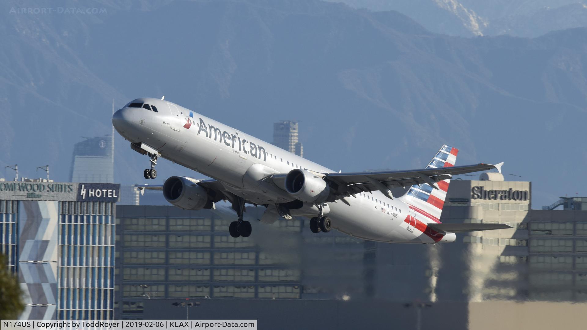N174US, 2001 Airbus A321-211 C/N 1492, Departing LAX on 25R