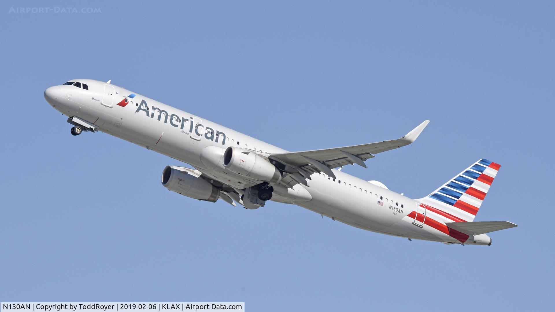 N130AN, 2014 Airbus A321-231 C/N 6407, Departing LAX on 25R