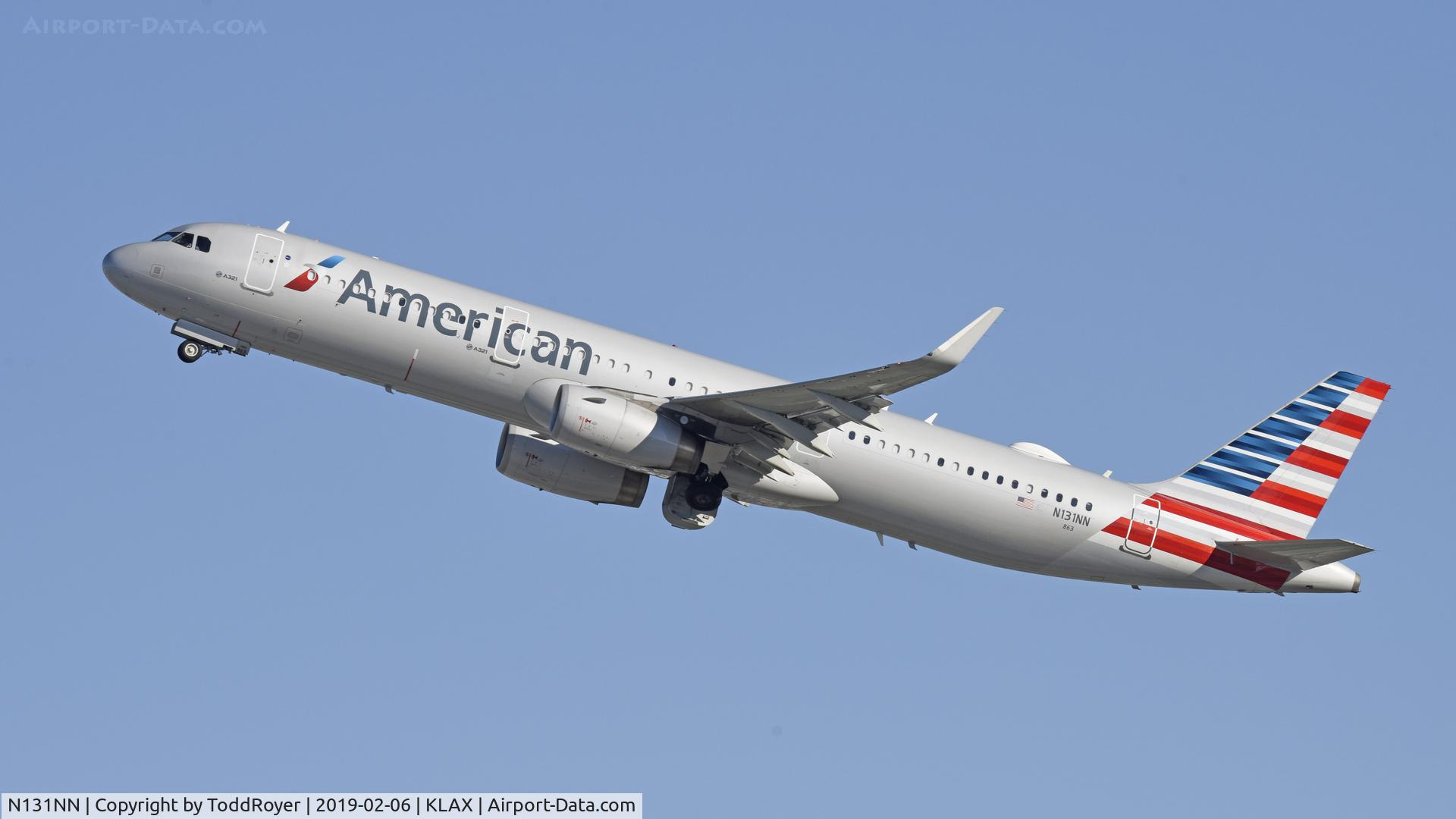 N131NN, 2014 Airbus A321-231 C/N 6472, Departing LAX on 25R