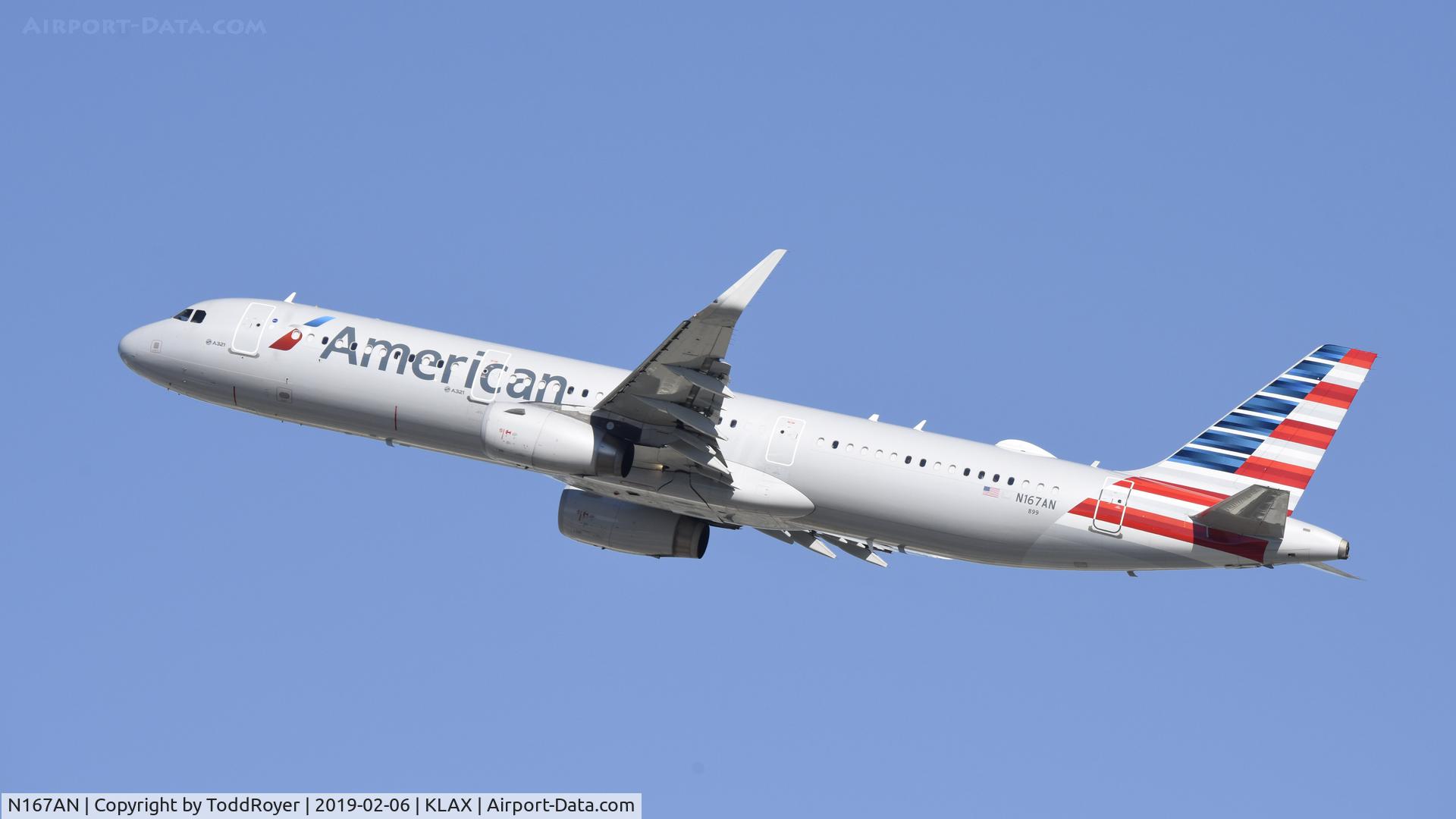 N167AN, 2016 Airbus A321-231 C/N 7013, Departing LAX on 25R
