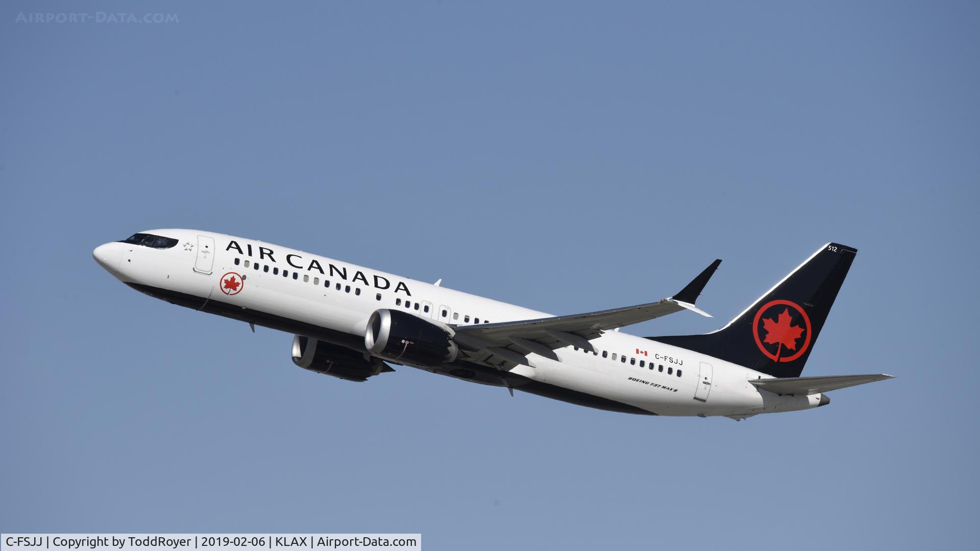 C-FSJJ, 2018 Boeing 737-8 MAX C/N 61217, Departing LAX on 25L