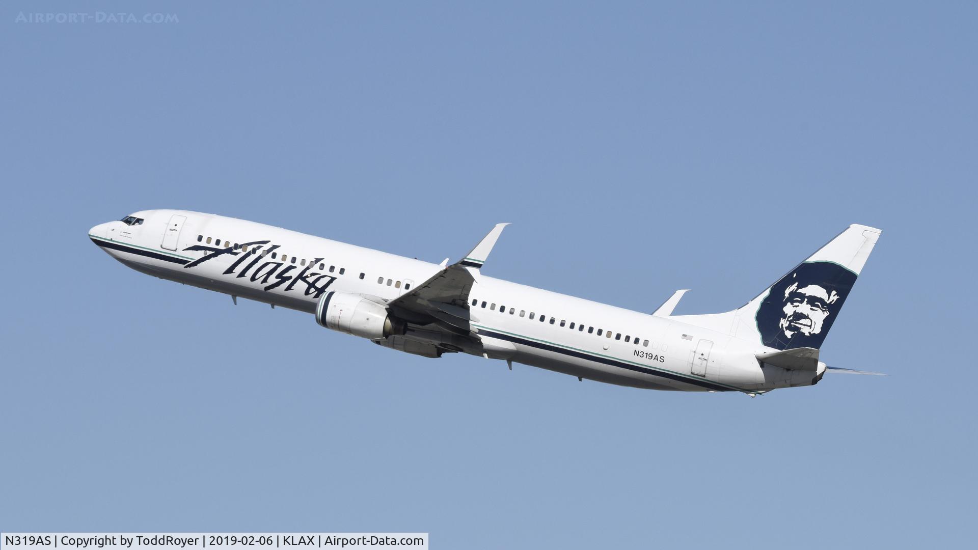 N319AS, 2003 Boeing 737-990 C/N 33679, Departing LAX on 25R