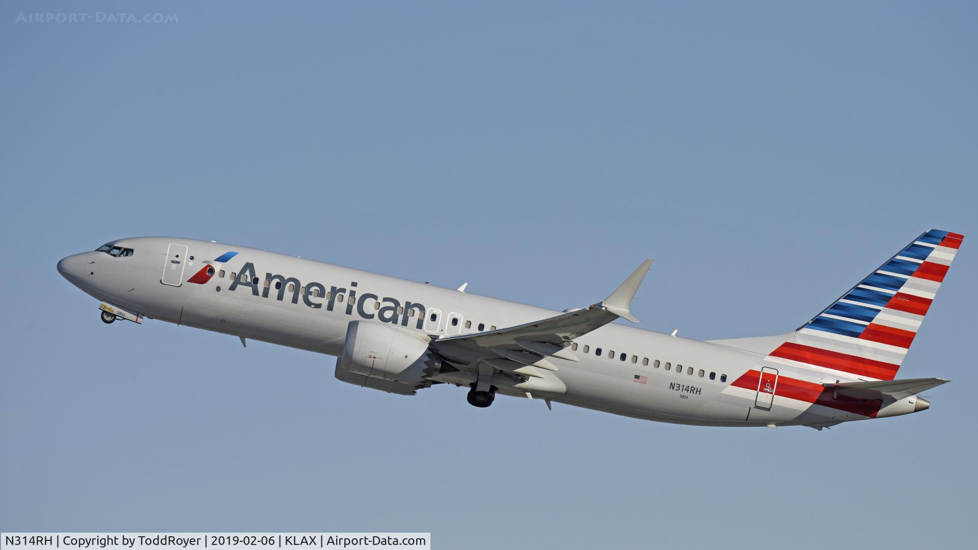 N314RH, 2018 Boeing 737-8 MAX C/N 44455, Departing LAX on 25R