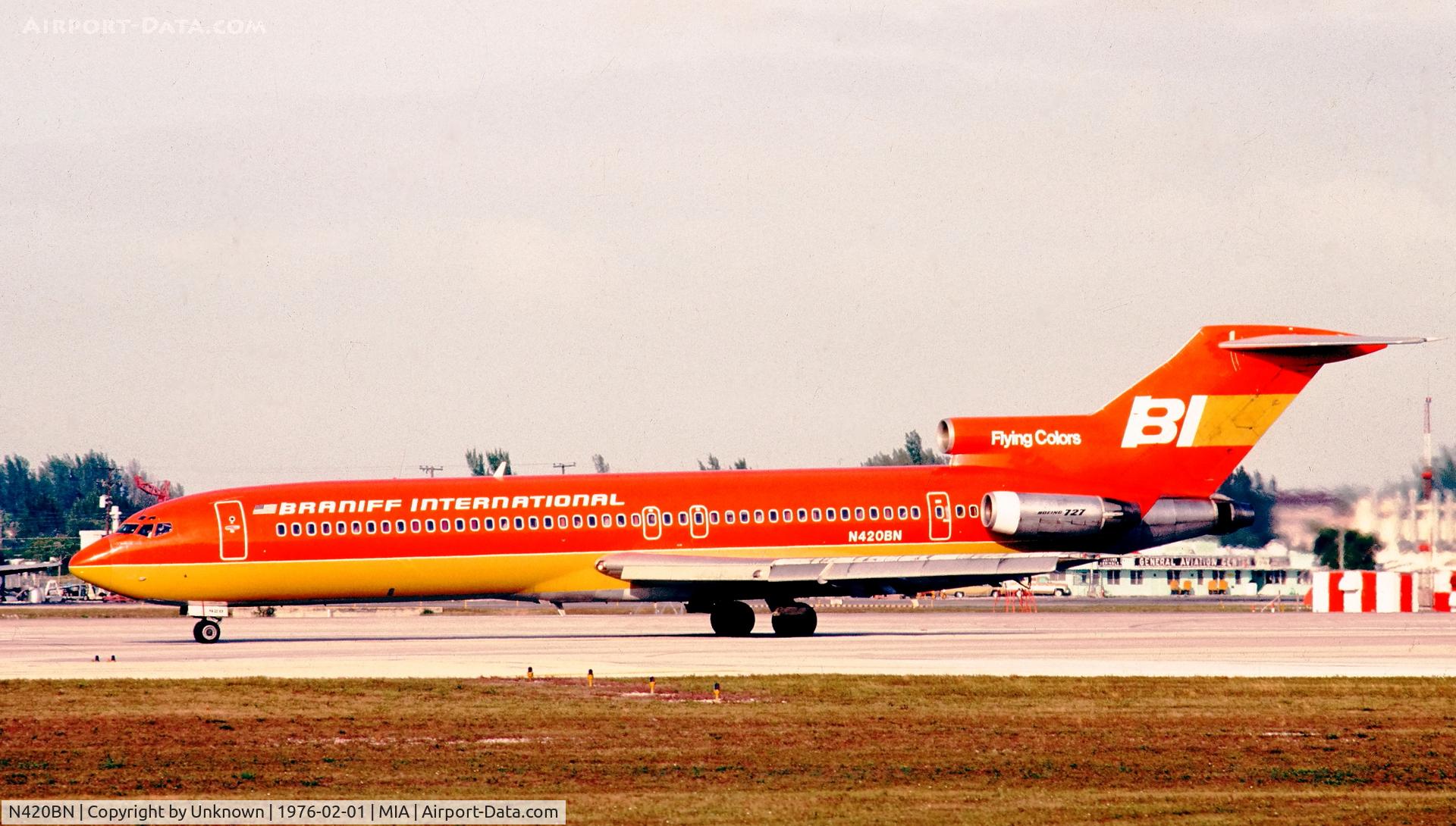 N420BN, 1973 Boeing 727-227 C/N 20733, MIA 2.1976