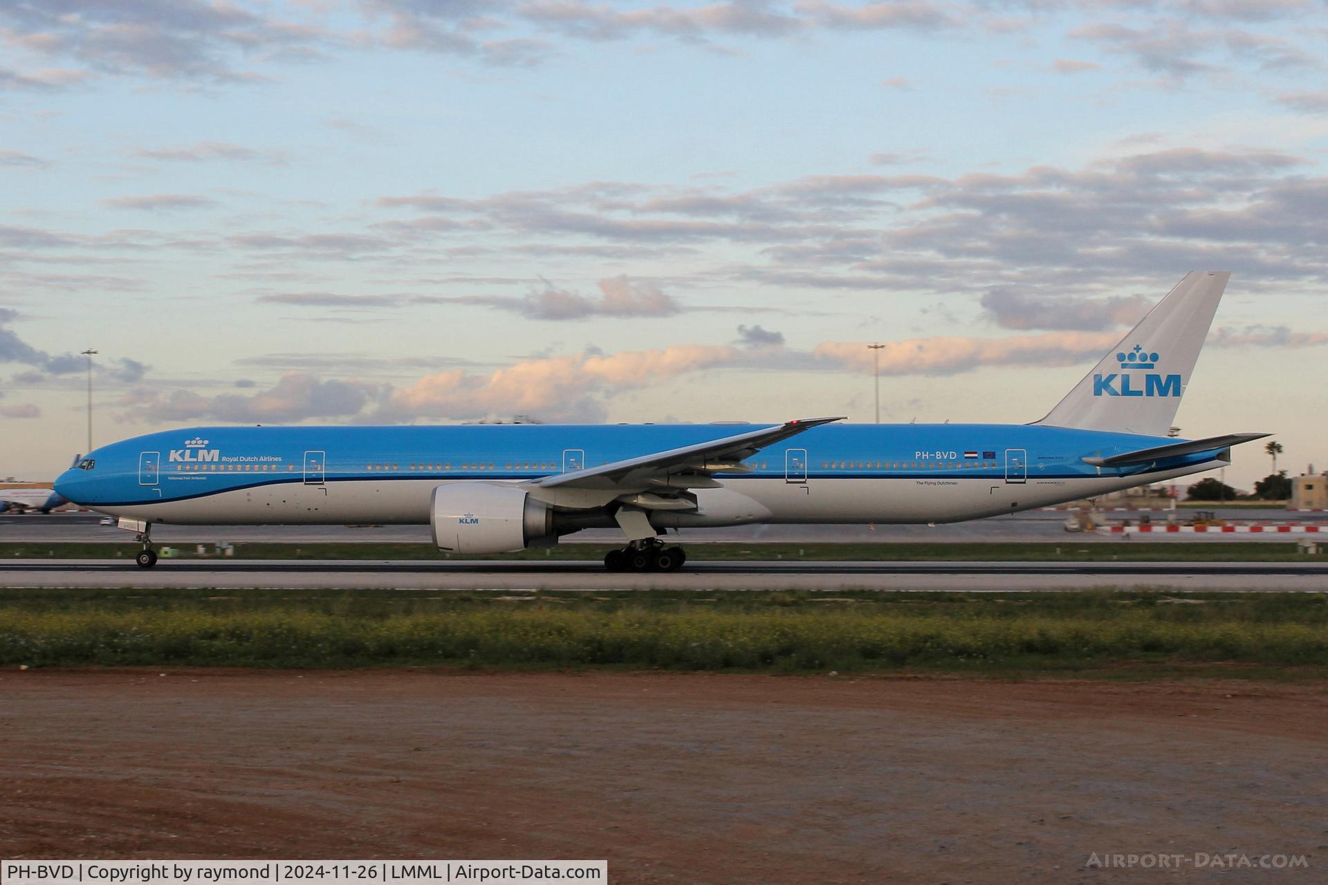 PH-BVD, 2009 Boeing 777-306/ER C/N 35979, B777 PH-BVD KLM departing RW31 after being repainted at ACM Malta.