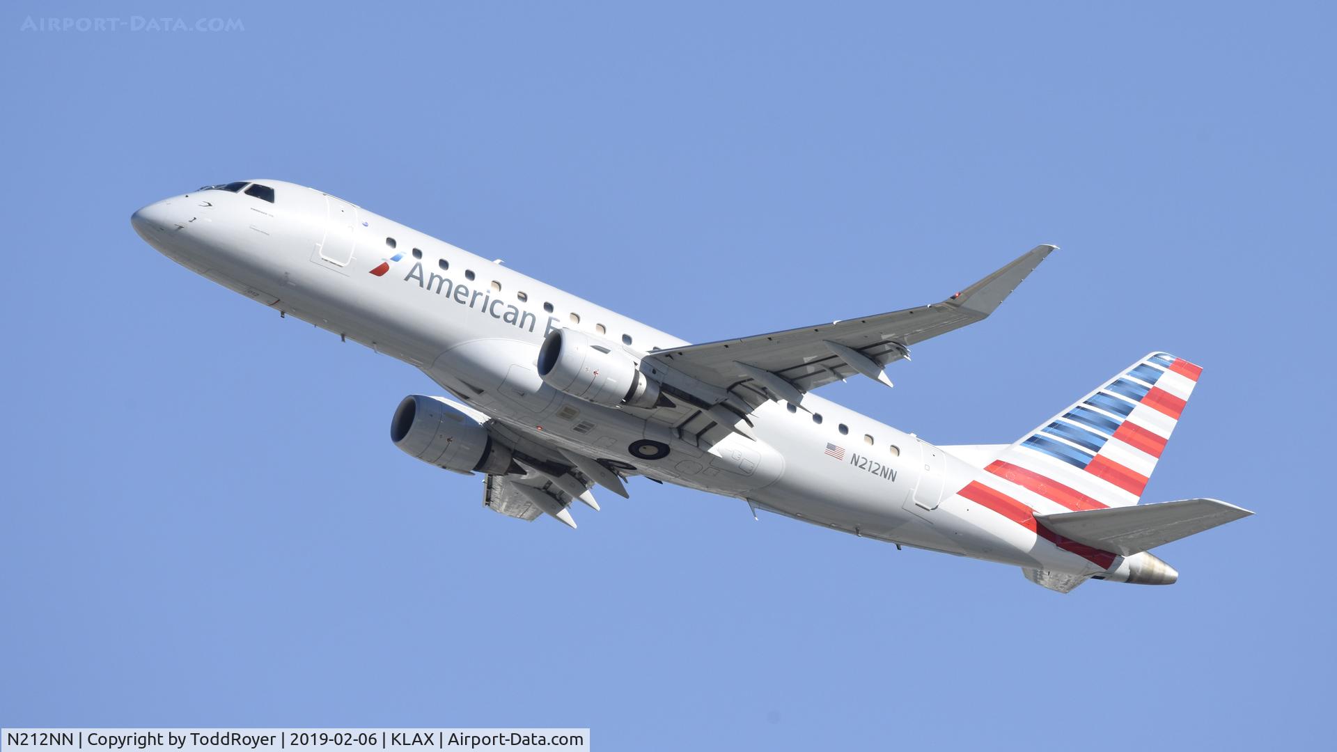N212NN, 2015 Embraer 175LR (ERJ-170-200LR) C/N 17000504, Departing LAX on 25L