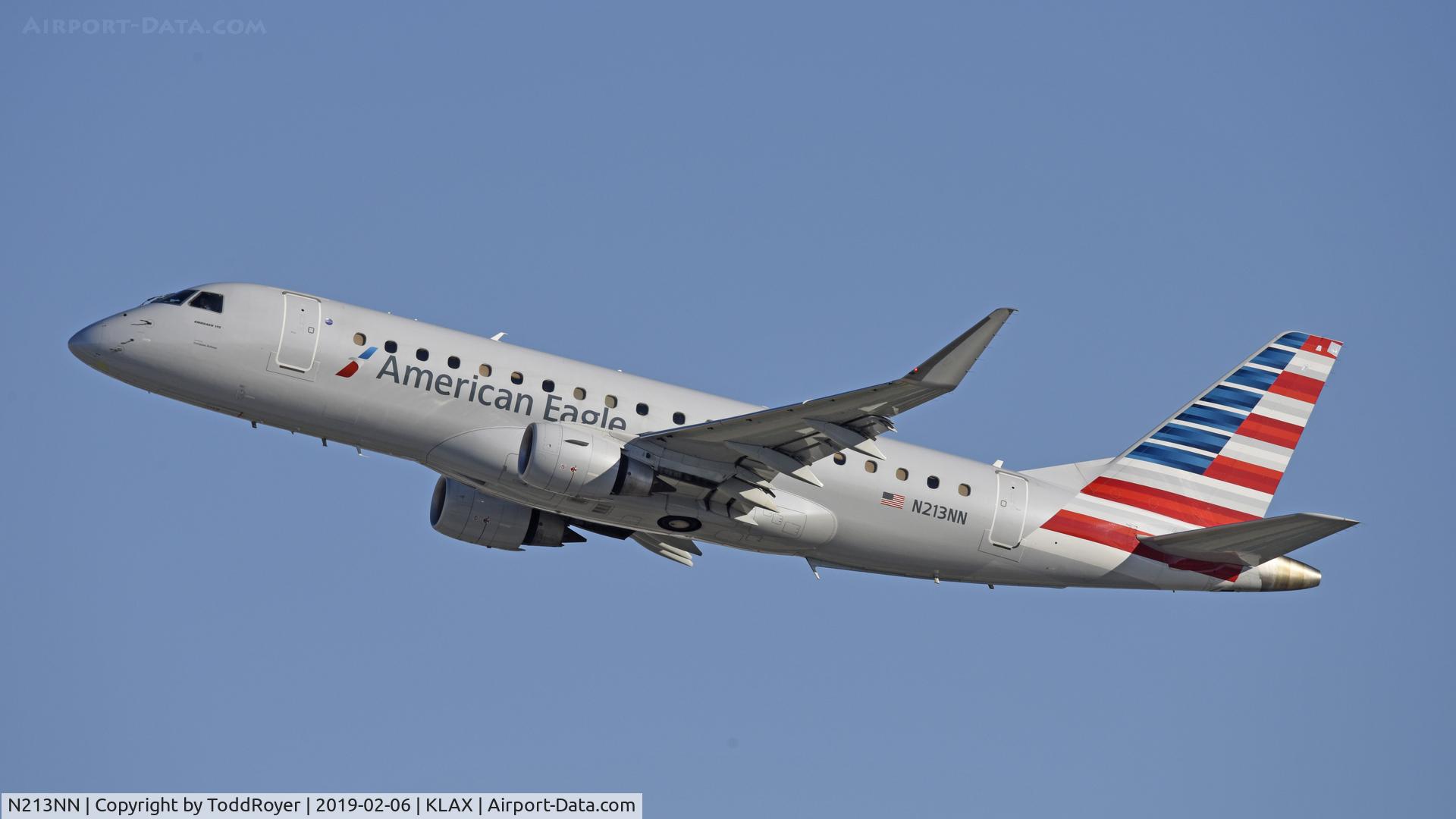 N213NN, 2015 Embraer 175LR (ERJ-170-200LR) C/N 17000505, Departing LAX on 25L