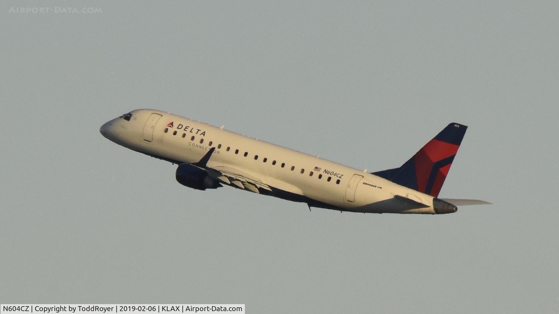 N604CZ, 2007 Embraer 175LR (ERJ-170-200LR) C/N 17000181, Departing LAX 0n 24L