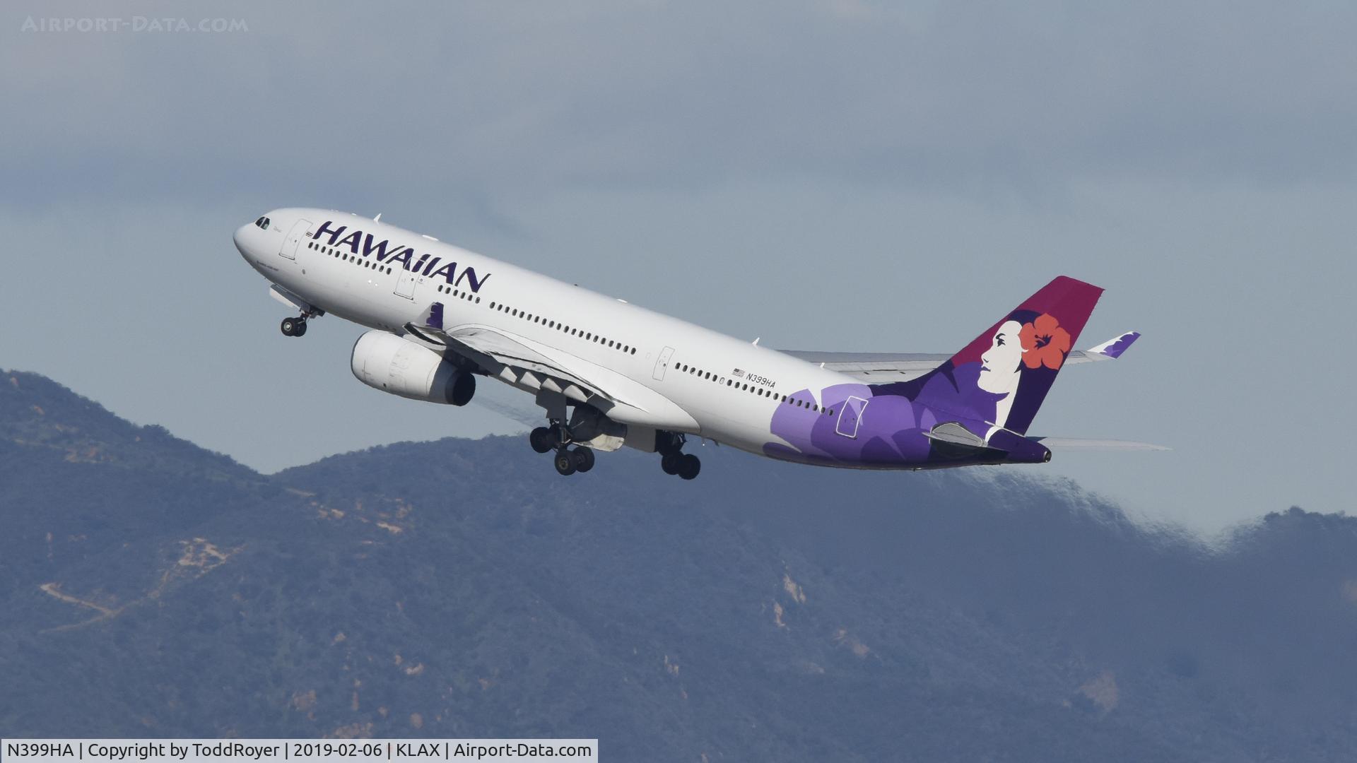 N399HA, 2013 Airbus A330-243 C/N 1496, Departing LAX on 24L