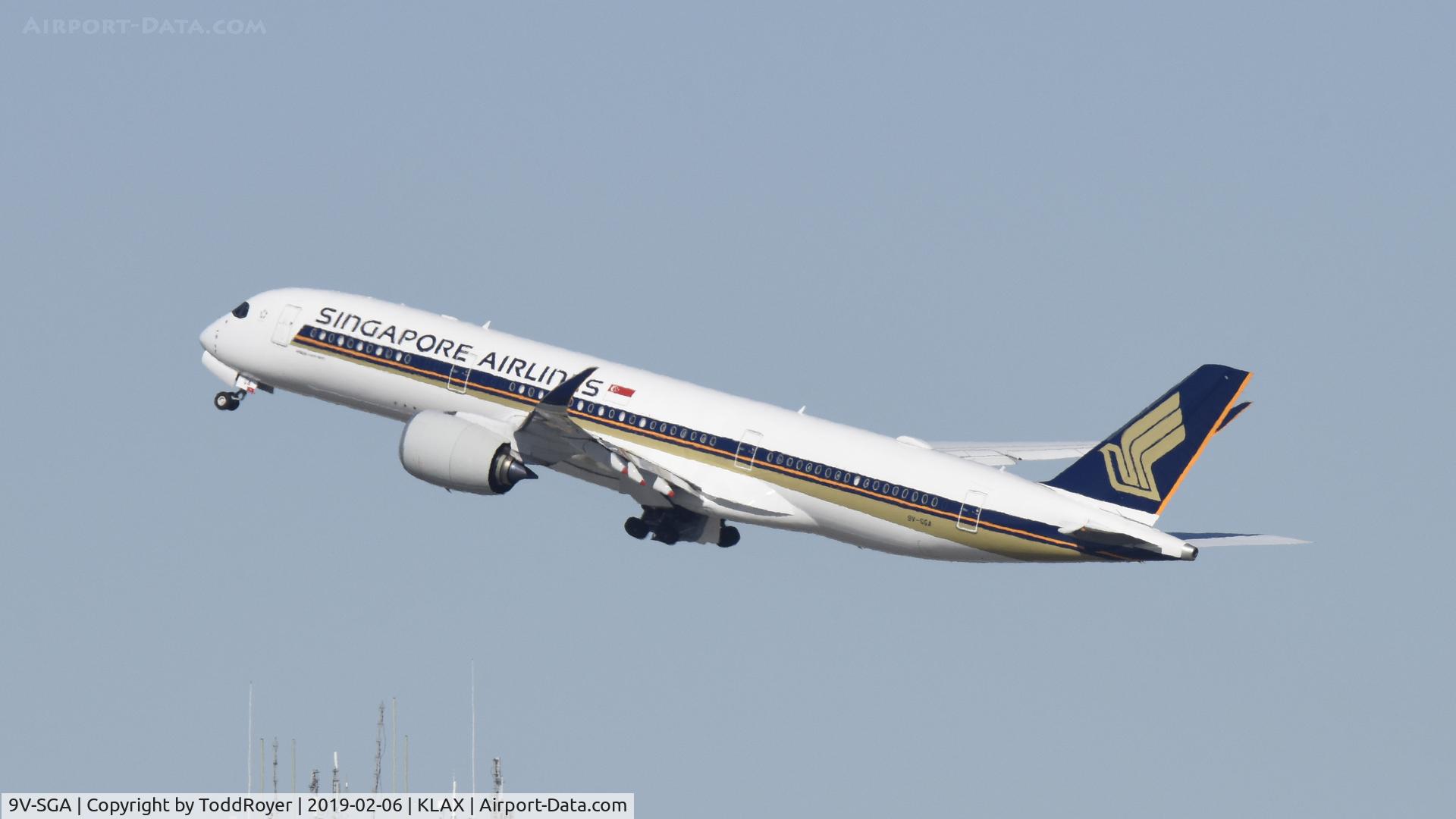 9V-SGA, 2018 Airbus A350-941 ULR C/N 220, Departing LAX on 24L