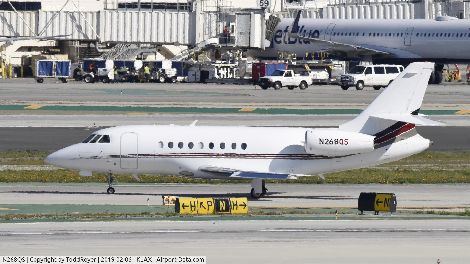 N268QS, 2001 Dassault Falcon 2000 C/N 168, Arriving at LAX on 25L