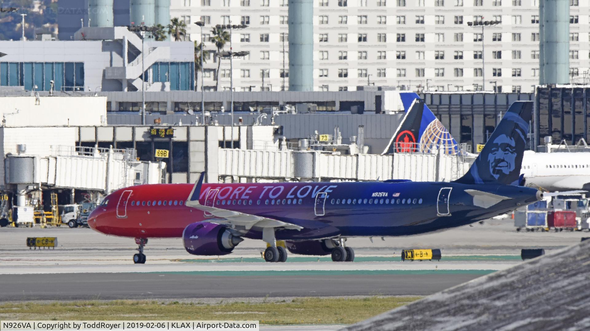N926VA, 2018 Airbus A321-253N C/N 8120, Arriving at LAX on 26L