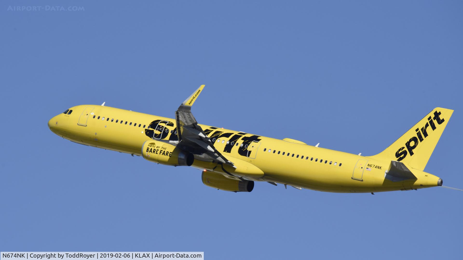 N674NK, 2017 Airbus A321-231 C/N 7462, Departing LAX on 25R