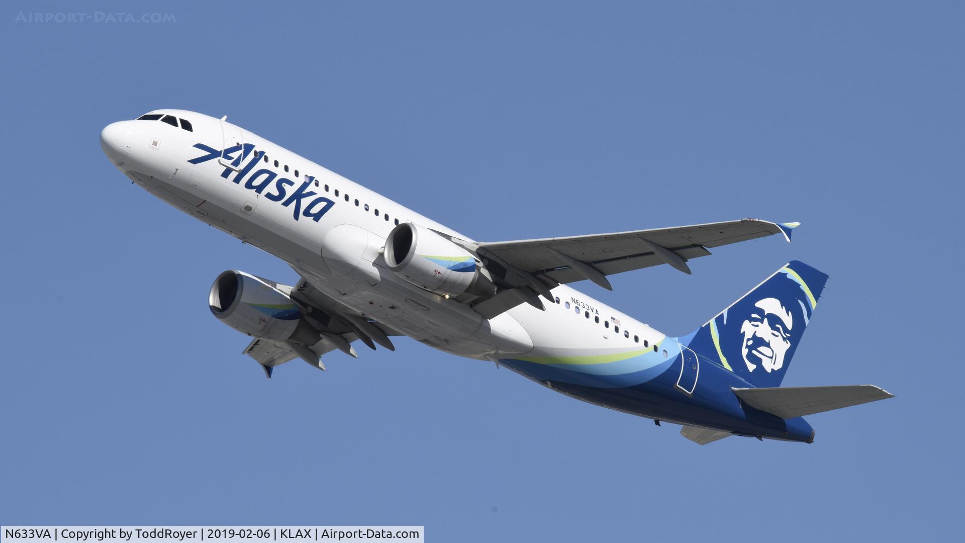 N633VA, 2007 Airbus A320-214 C/N 3230, Departing LAX on 25R