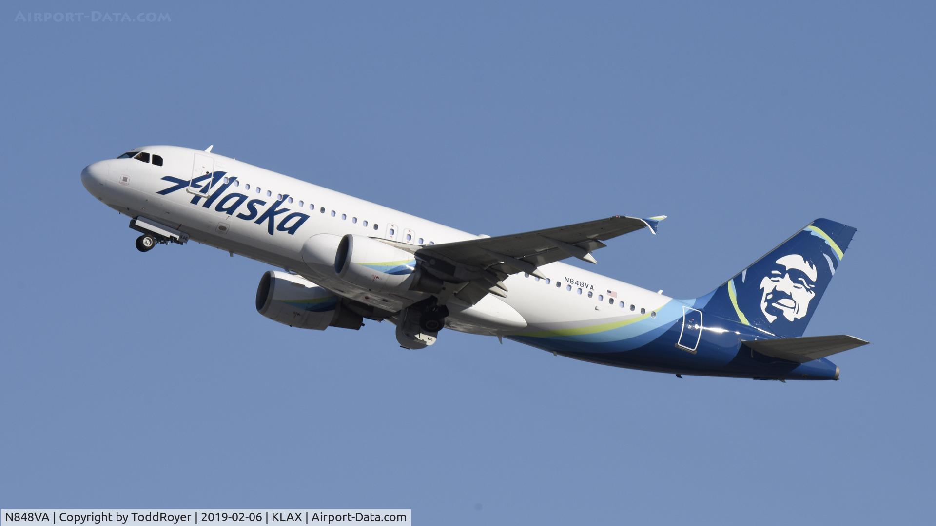 N848VA, 2011 Airbus A320-214 C/N 4959, Departing LAX on 25R