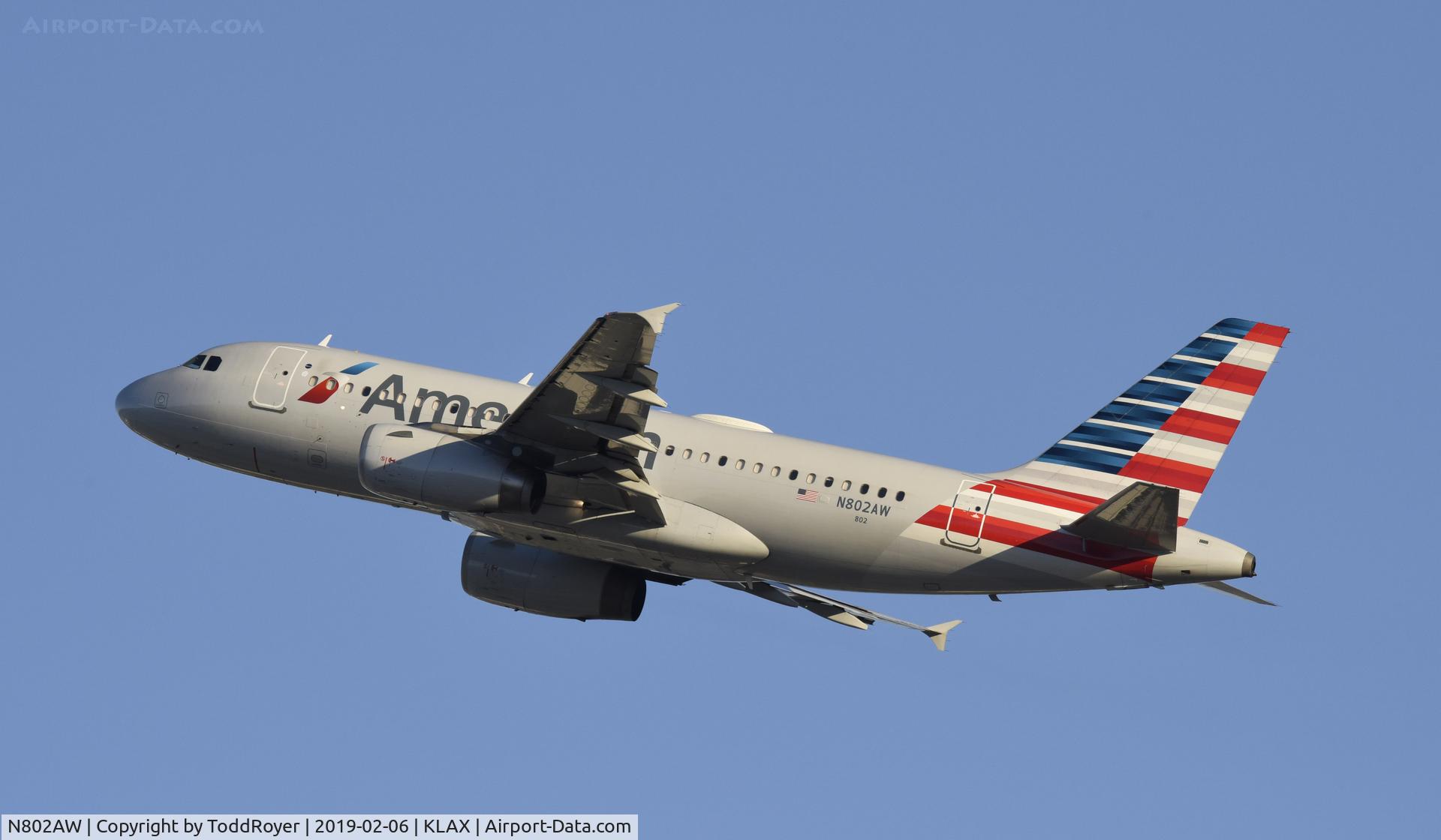 N802AW, 1998 Airbus A319-132 C/N 0924, Departing LAX on 25R