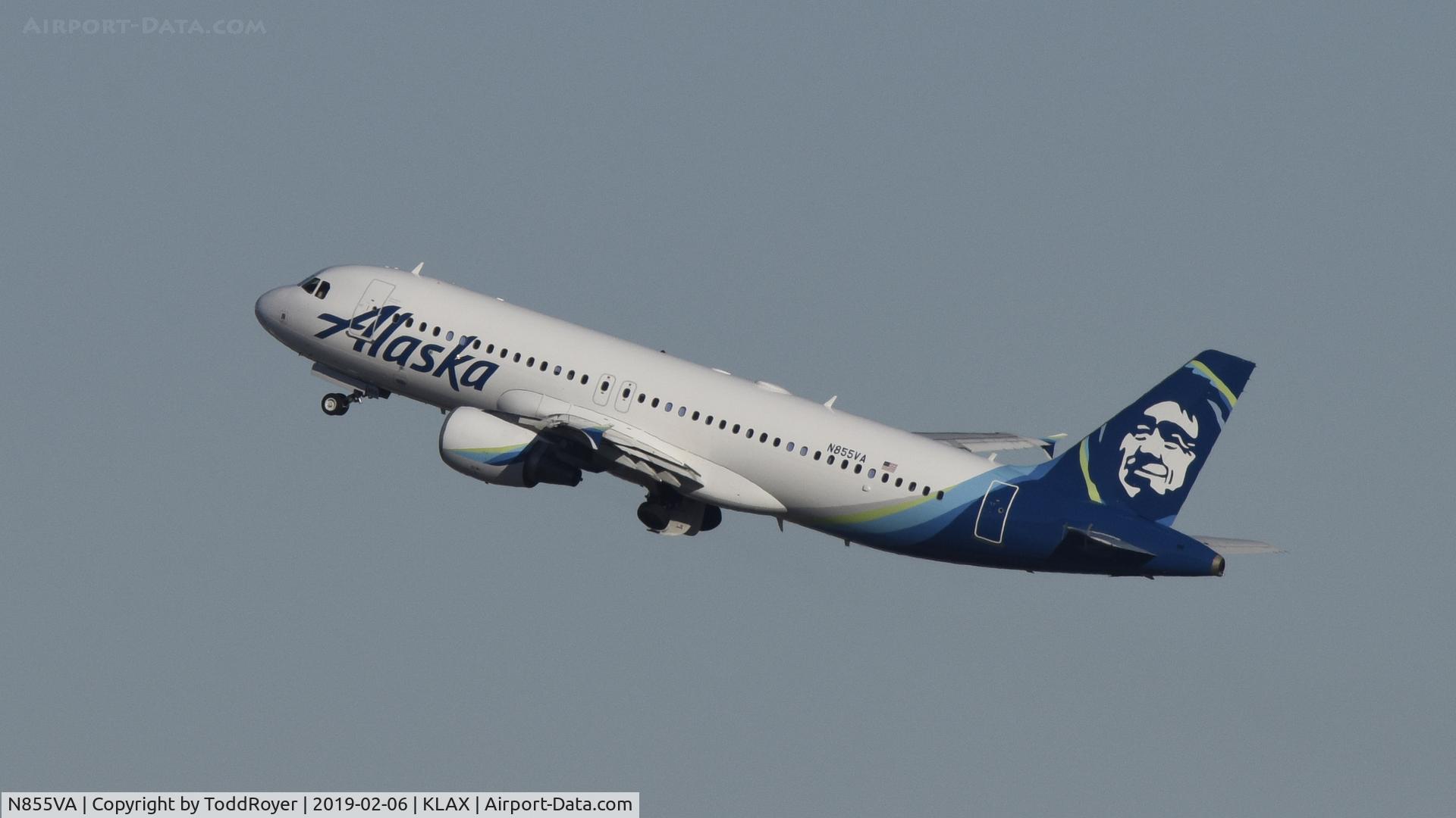 N855VA, 2012 Airbus A320-214 C/N 5179, Departing LAX on 24L