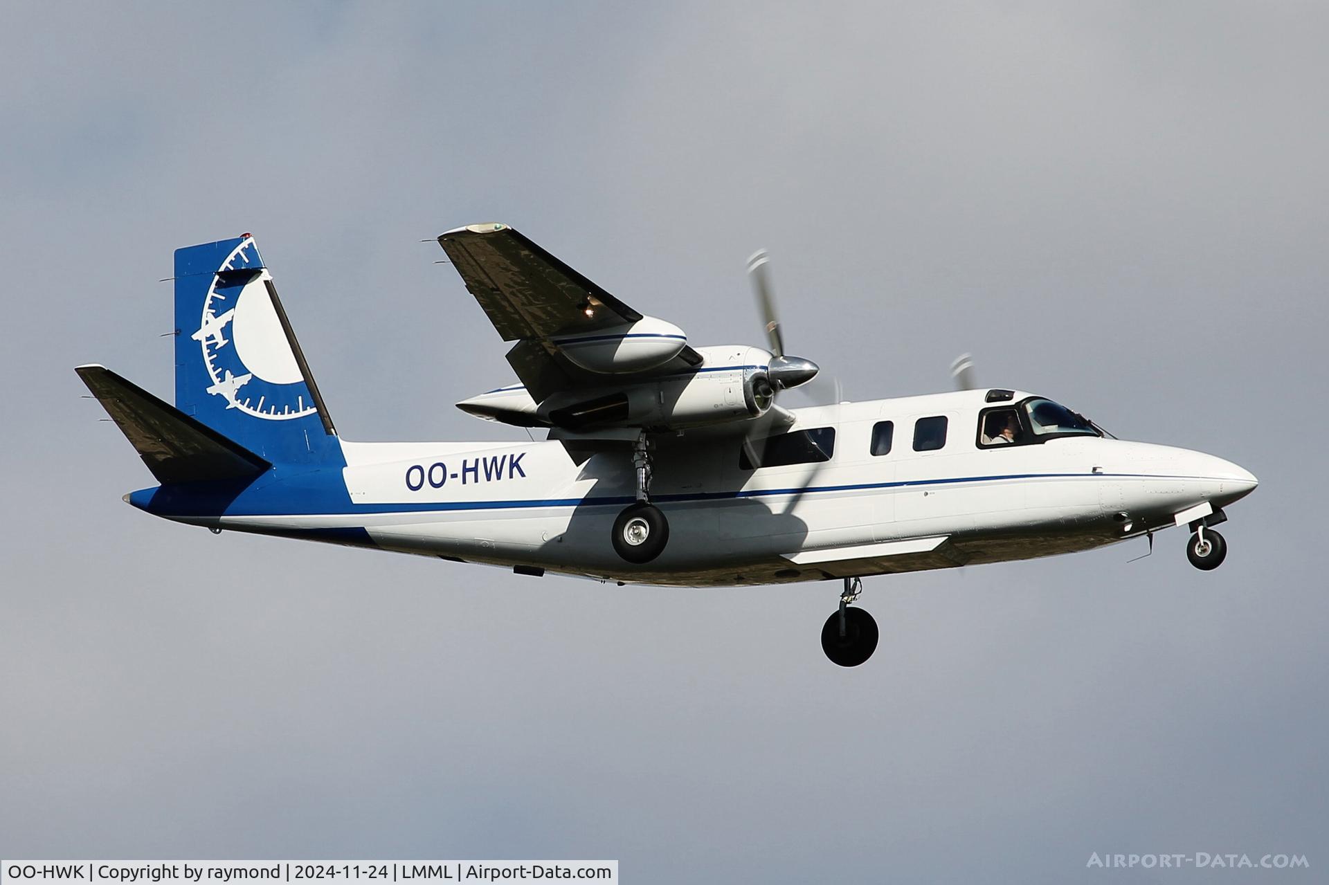 OO-HWK, 1973 Rockwell 690A Turbo Commander Turbo Commander C/N 11121, Rockwell 690A Turbo Commander reg OO-HWK Aerodata International Surveys.