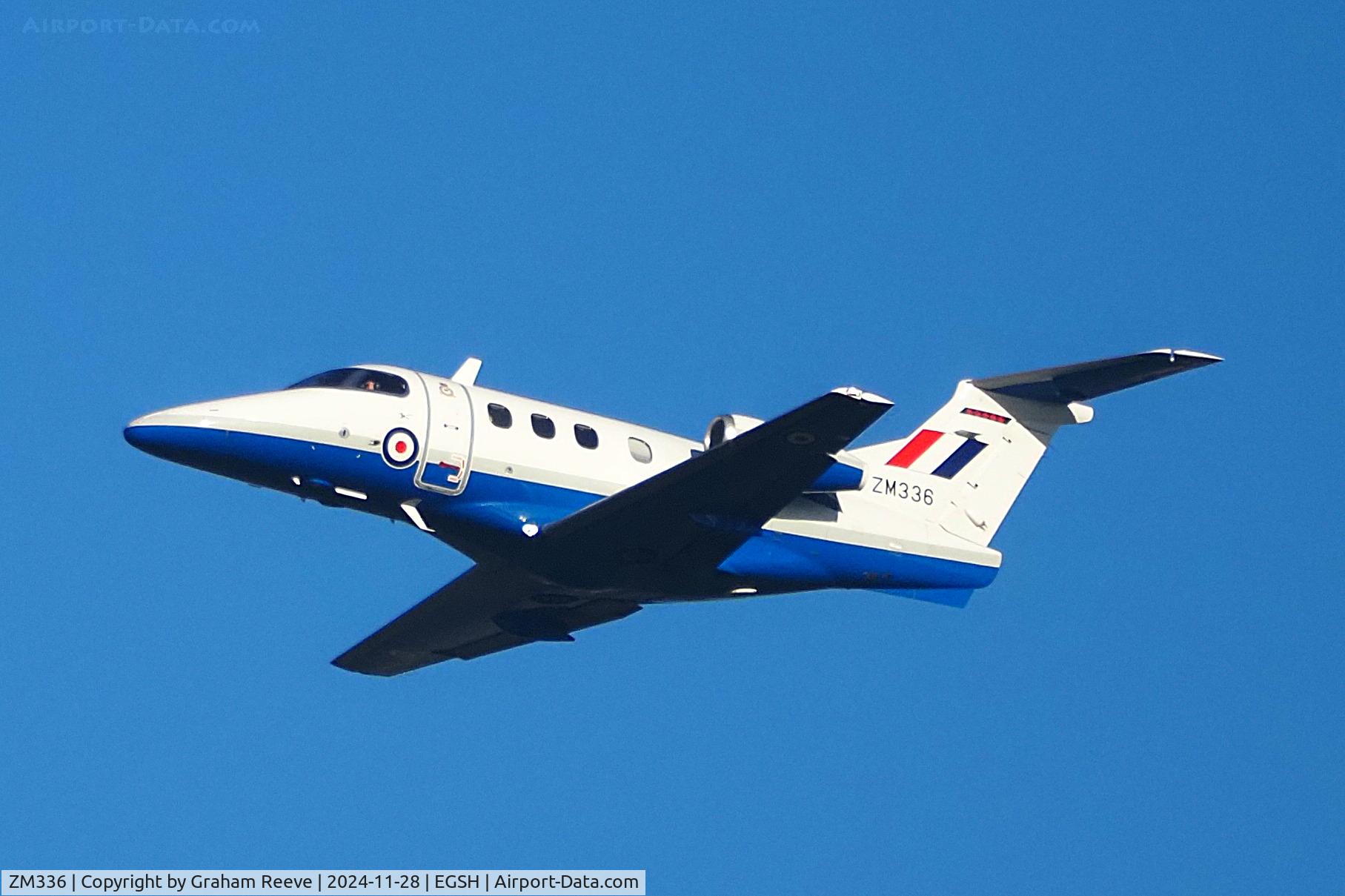 ZM336, Embraer EMB-500 Phenom C/N 50000384, Departing from Norwich.