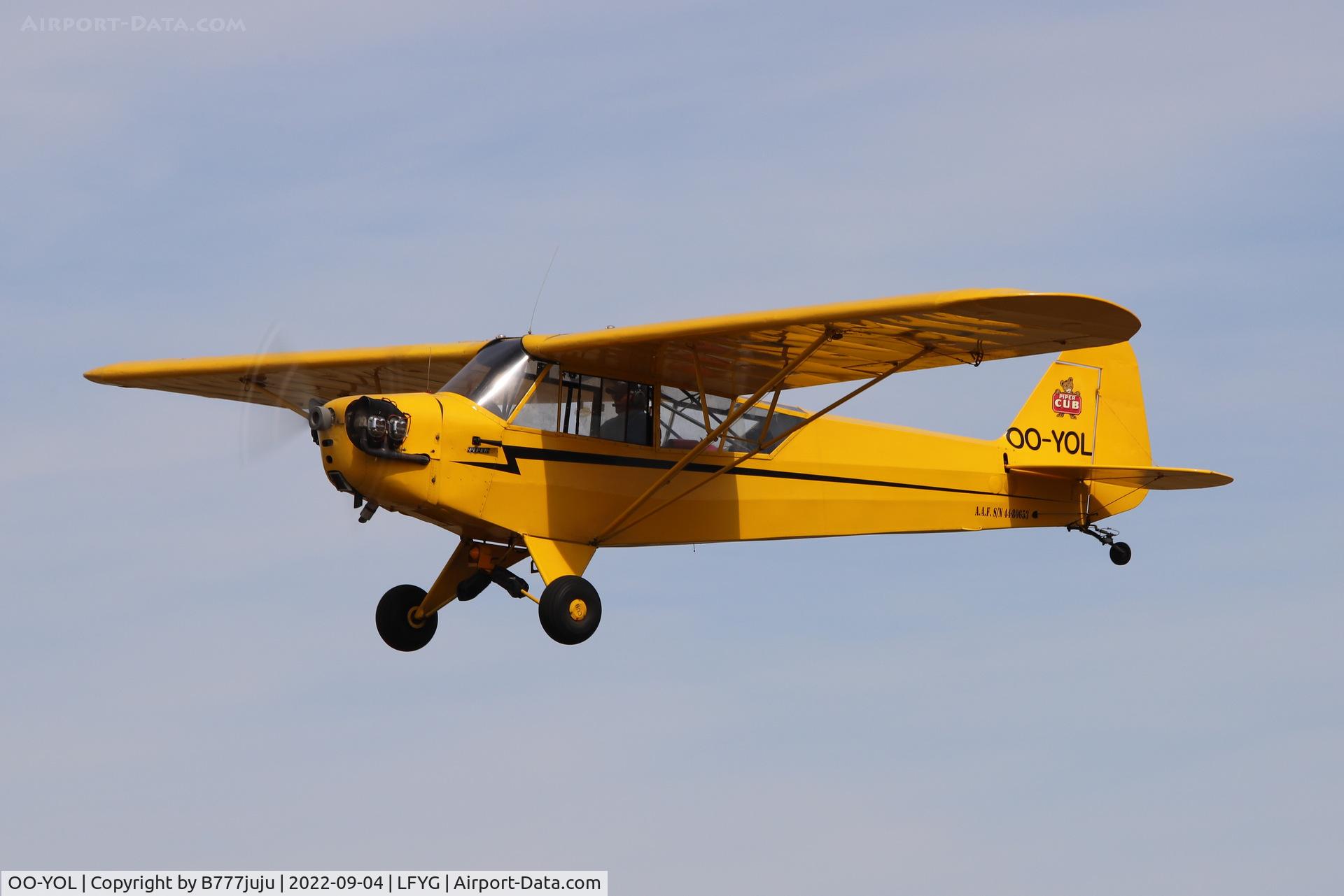 OO-YOL, 1944 Piper L-4H Grasshopper (J3C-65D) C/N 12949, at Cambrai 2022 airshow