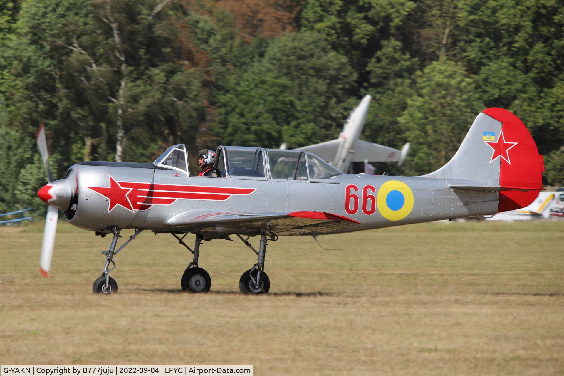 G-YAKN, 1985 Bacau Yak-52 C/N 855905, at Cambrai 2022 airshow