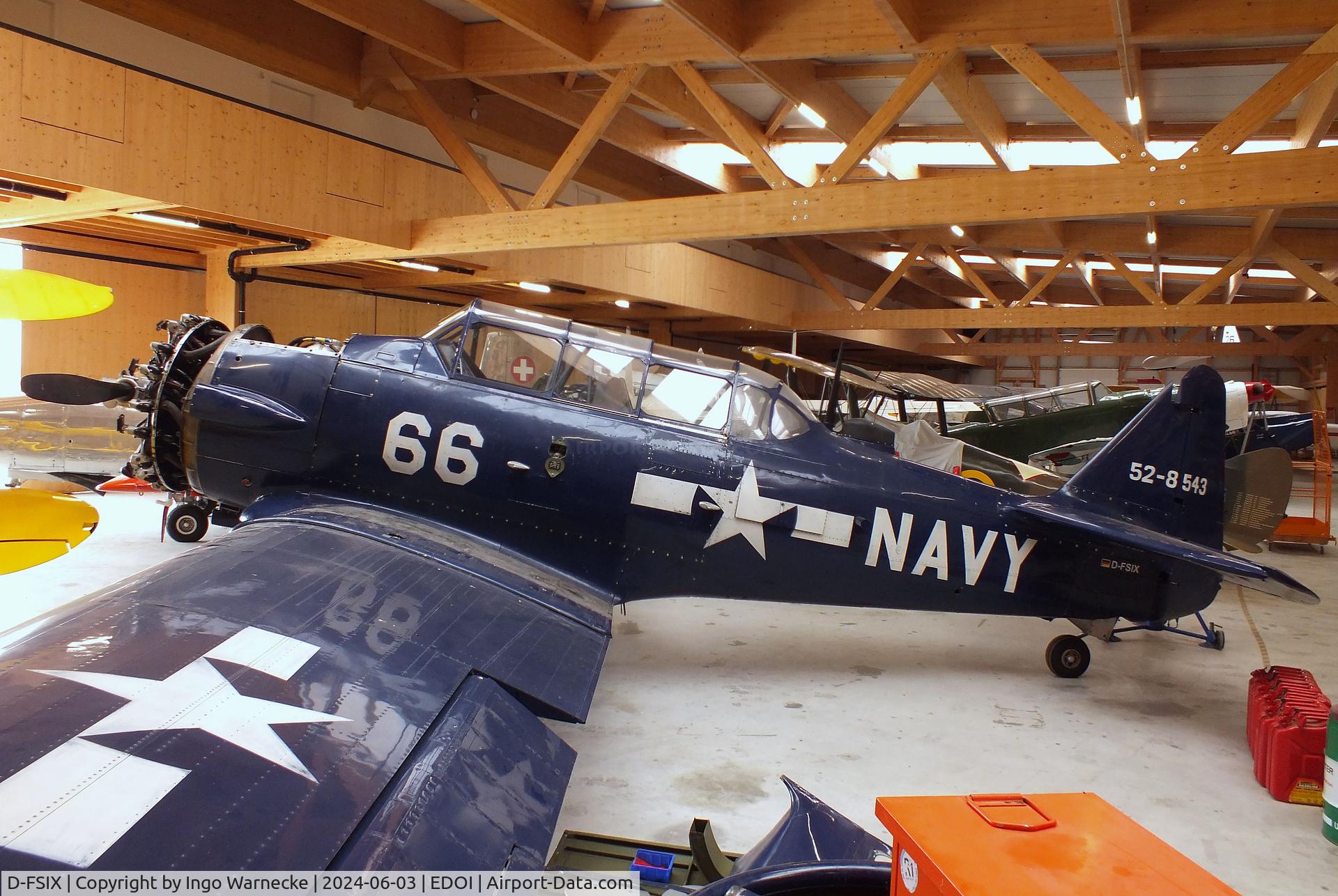 D-FSIX, 1953 North American T-6J Harvard Mk. IV C/N CCF-4-464, Canadian Car & Foundry (CCF) Harvard Mk4 (North American T-6) undergoing maintenance at Bienenfarm airfield (home of part of the collection of Quax, association for the promotion of historic aircraft e.V.), Paulinenaue
